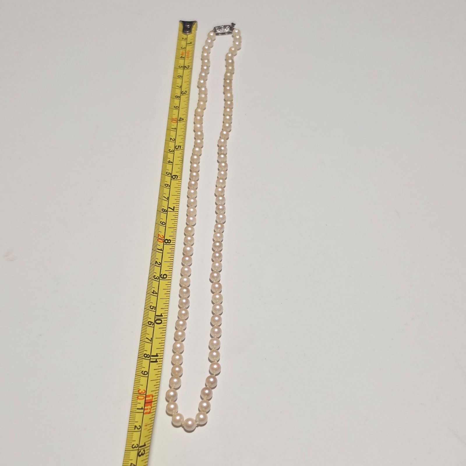 Vintage faux Pearl Necklace with Silver Clasp image 5