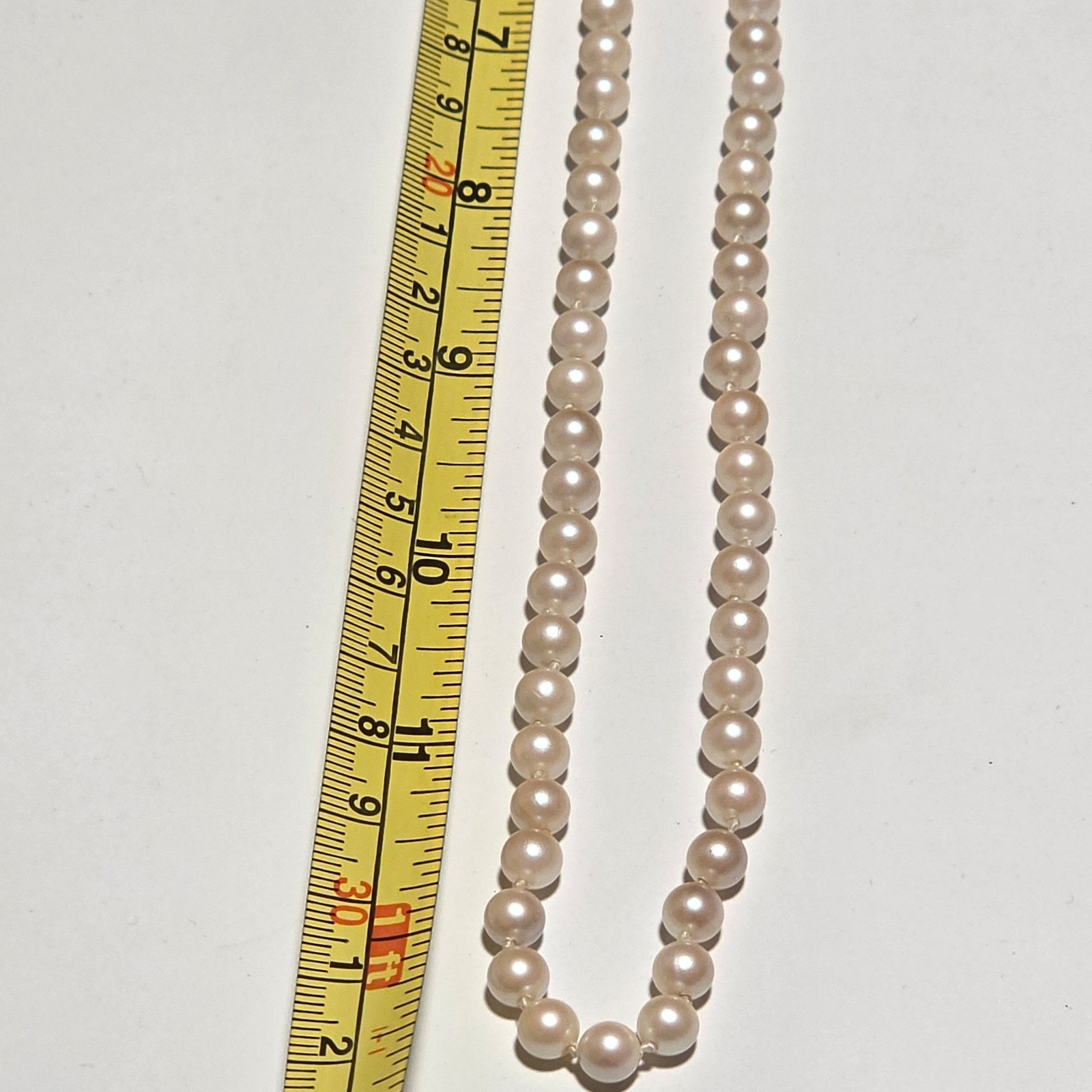 Vintage faux Pearl Necklace with Silver Clasp image 6