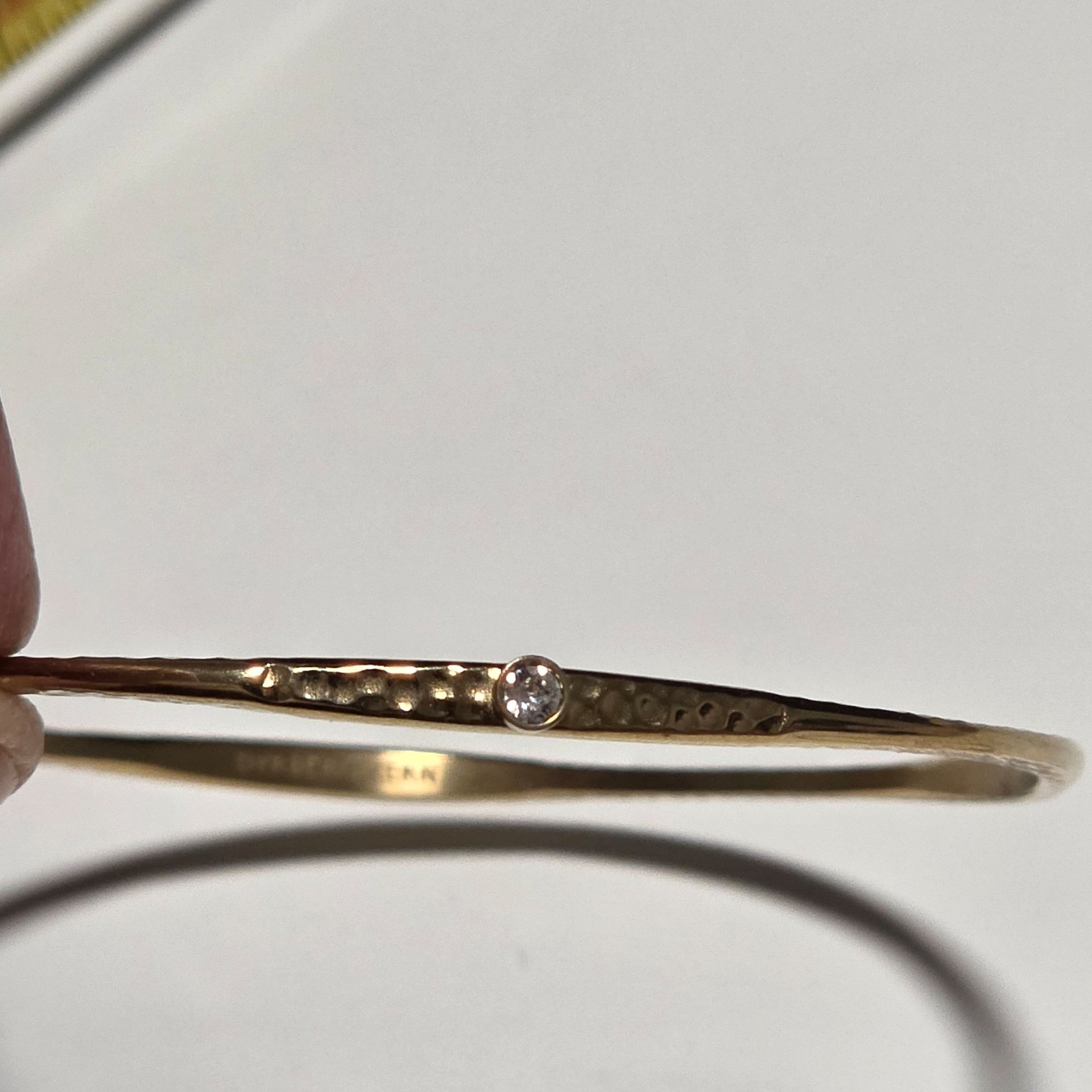 Dyrberg/Kern Gold Tone Hammered Bangle Bracelets with Stones b3 image 2