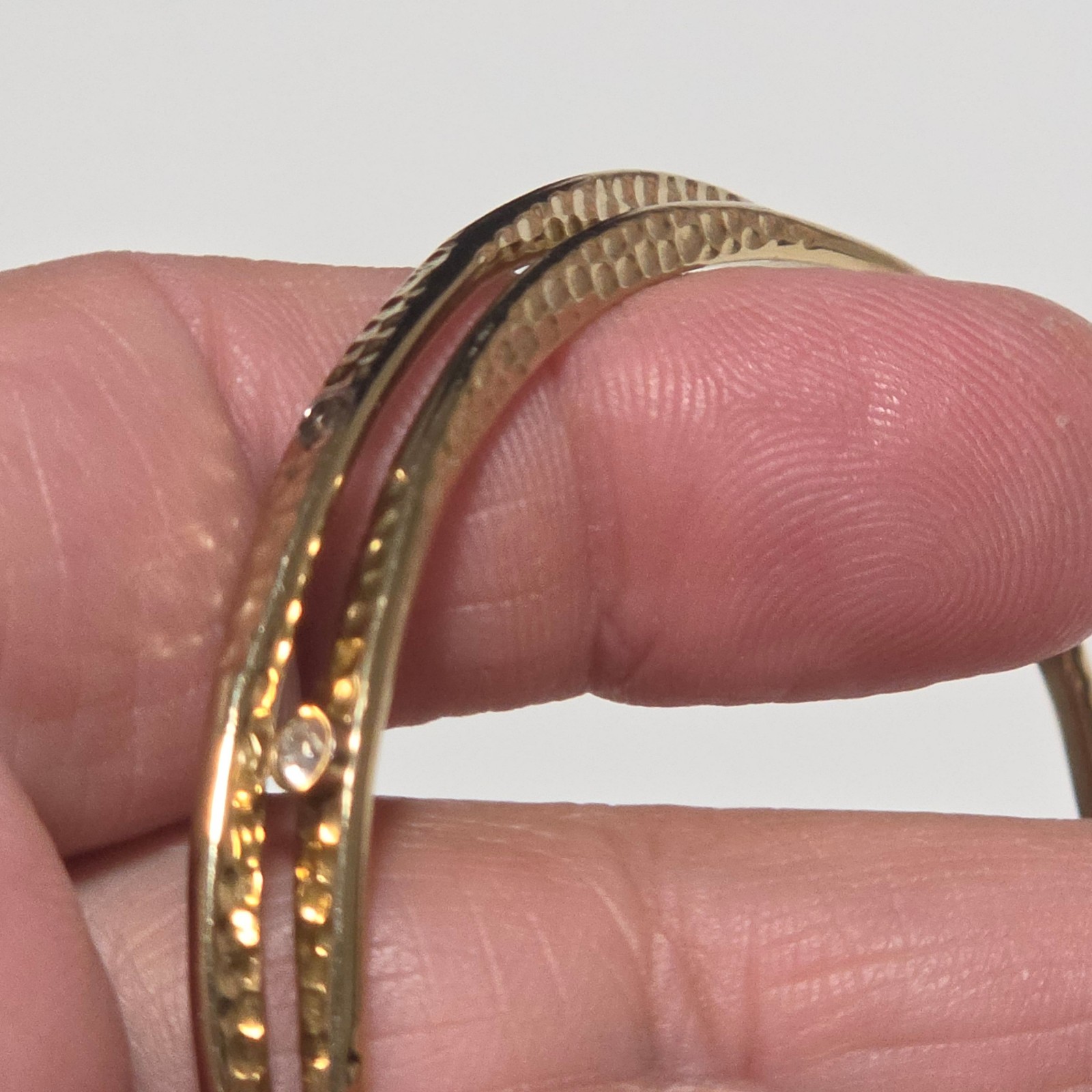 Dyrberg/Kern Gold Tone Hammered Bangle Bracelets with Stones b3 image 4