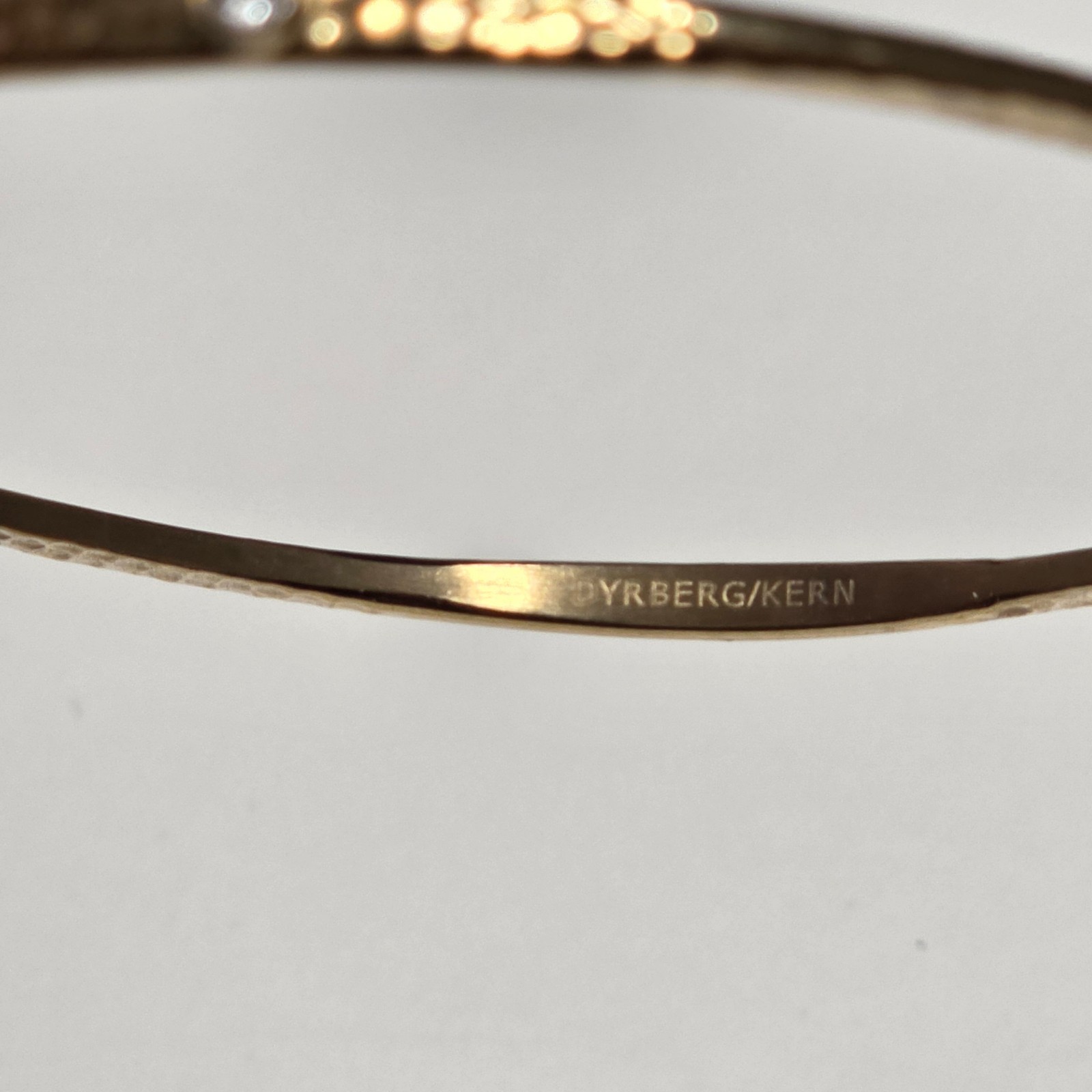 Dyrberg/Kern Gold Tone Hammered Bangle Bracelets with Stones b3 image 5