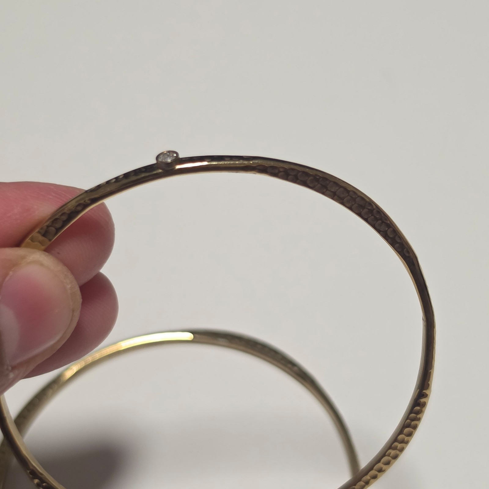 Dyrberg/Kern Gold Tone Hammered Bangle Bracelets with Stones b3 image 6