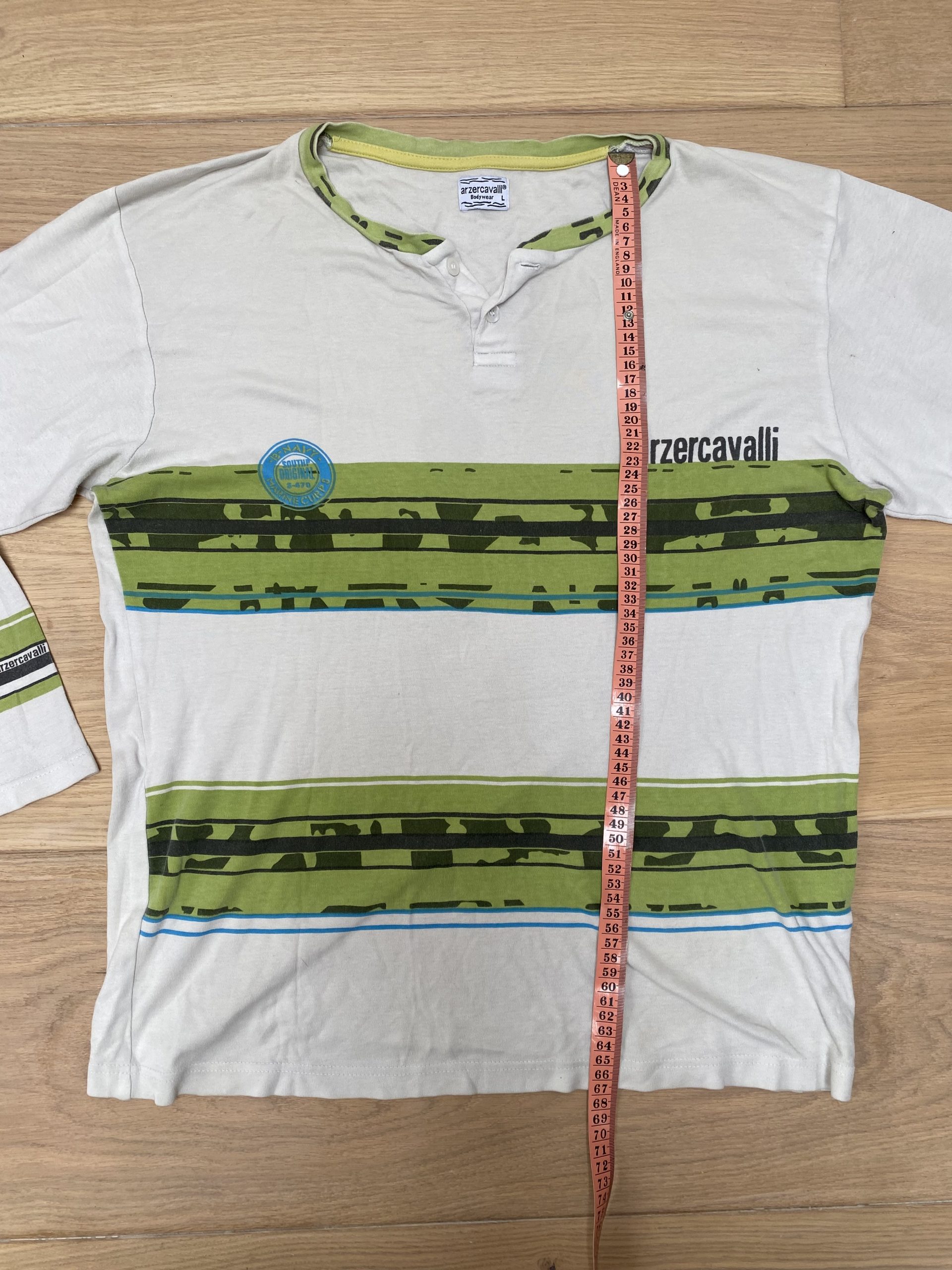 Arzercavalli White & Green Striped Long Sleeve Shirt XL image 3