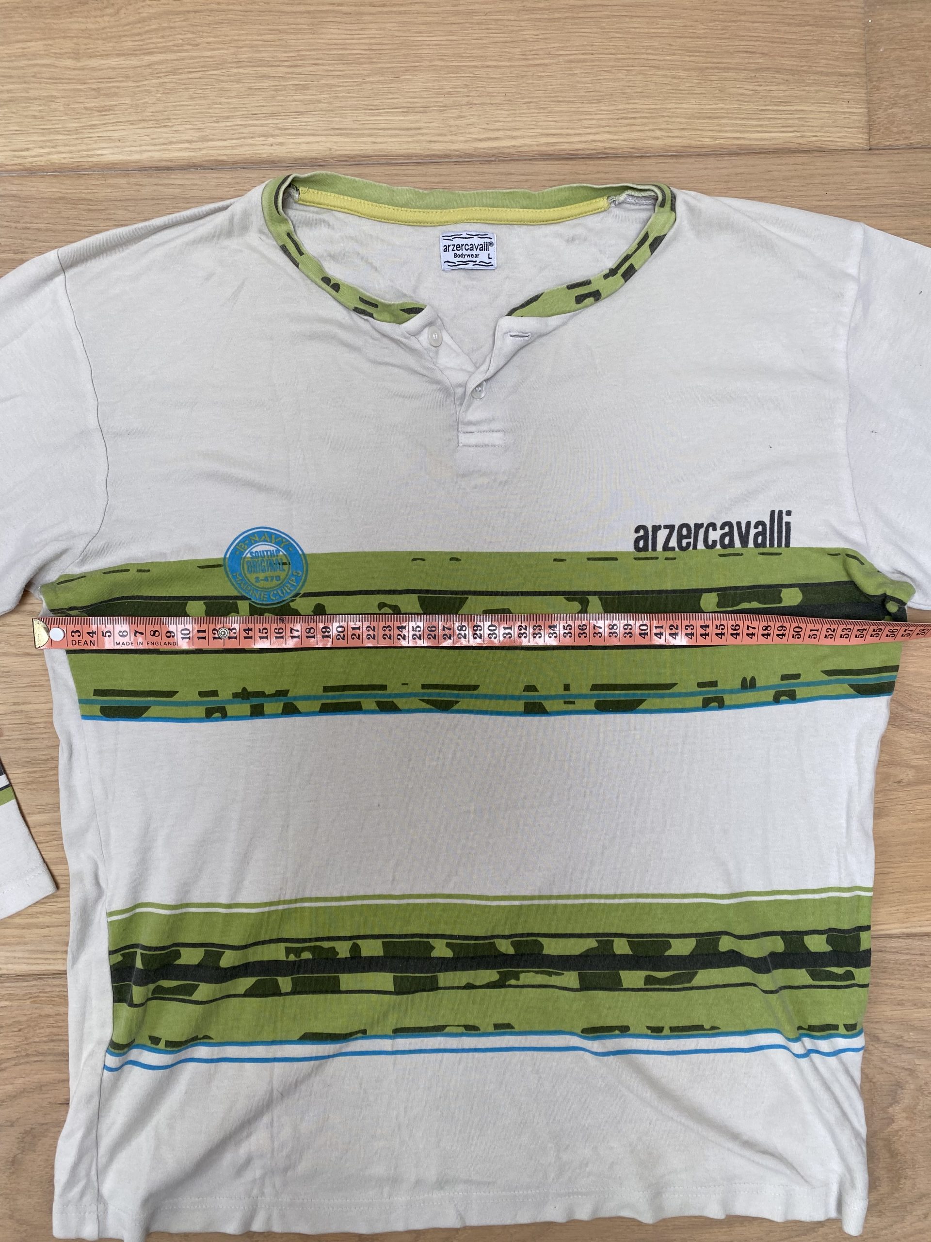 Arzercavalli White & Green Striped Long Sleeve Shirt XL image 4