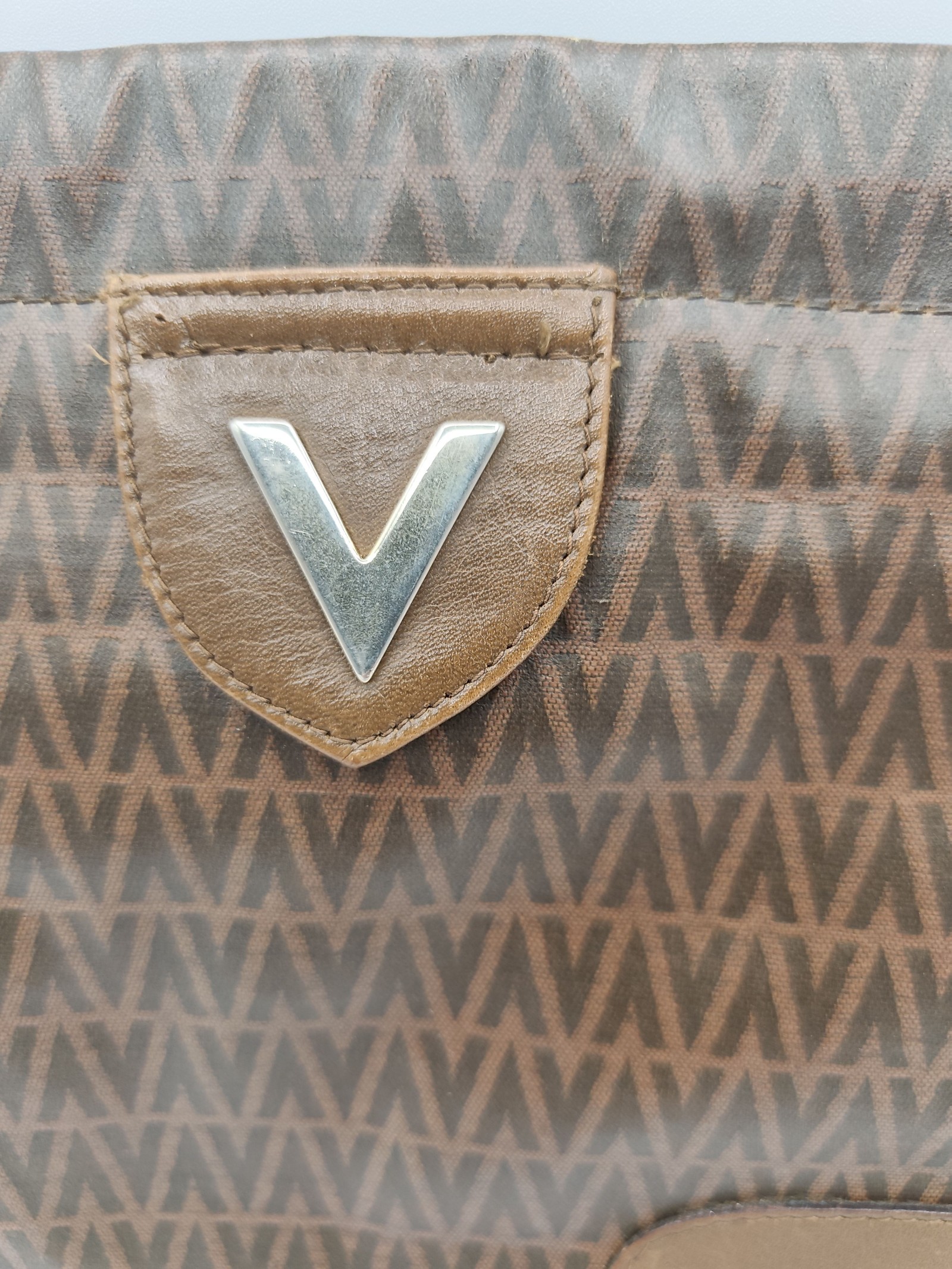 Valentino Brown V Pattern Clutch Bag image 3