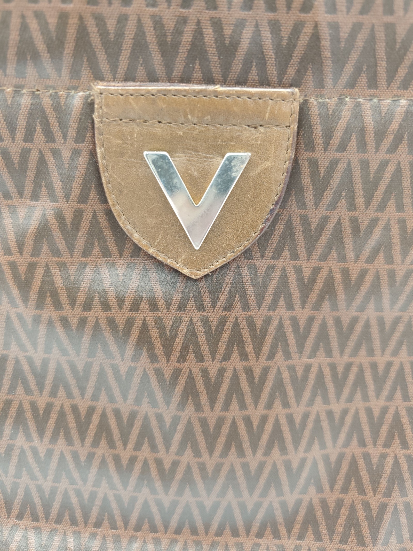 Valentino Brown V Pattern Clutch Bag image 5