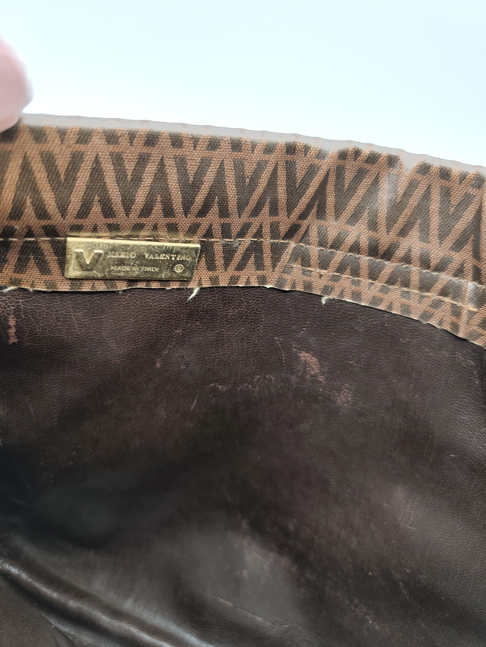 Valentino Brown V Pattern Clutch Bag image 9