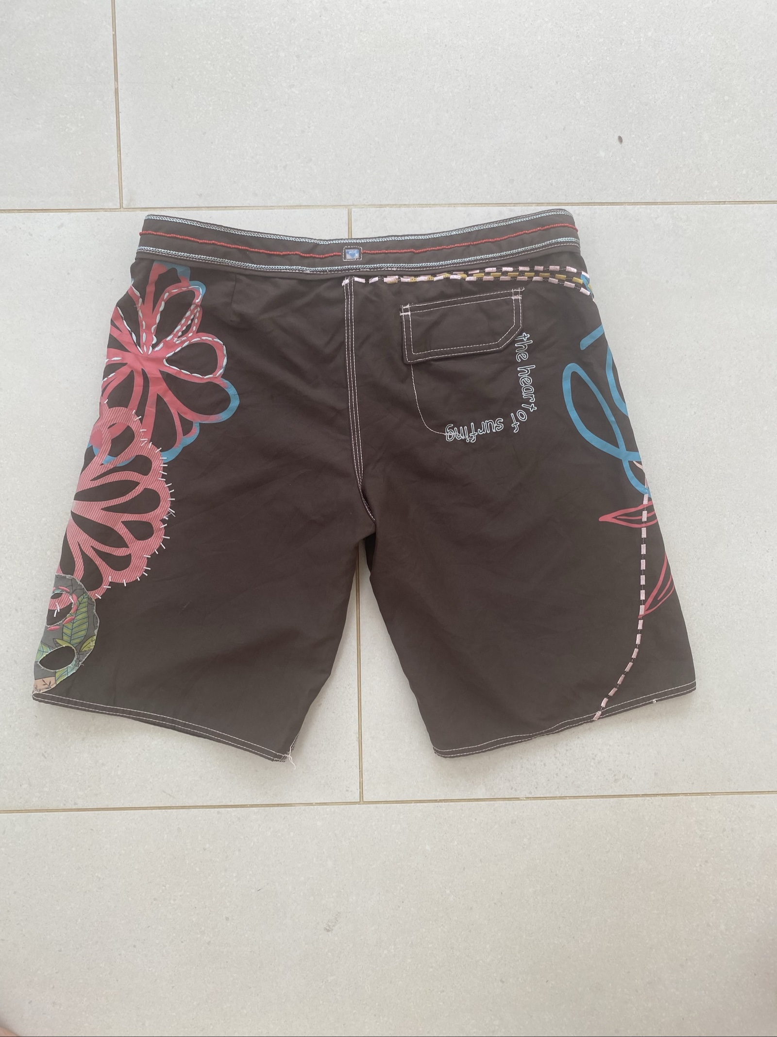 Roxy Brown Printed Surf Shorts Large Women (J1) image 2