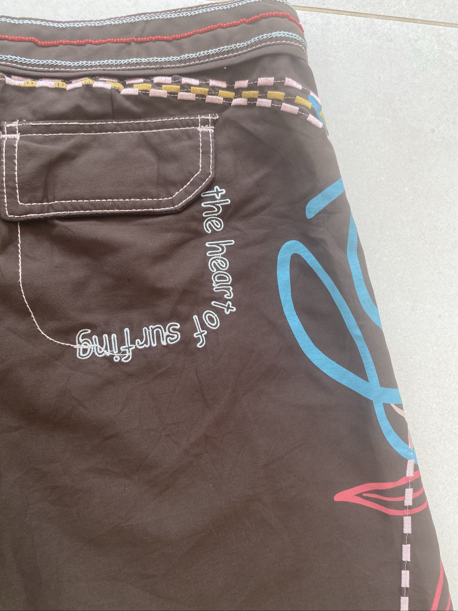 Roxy Brown Printed Surf Shorts Large Women (J1) image 3
