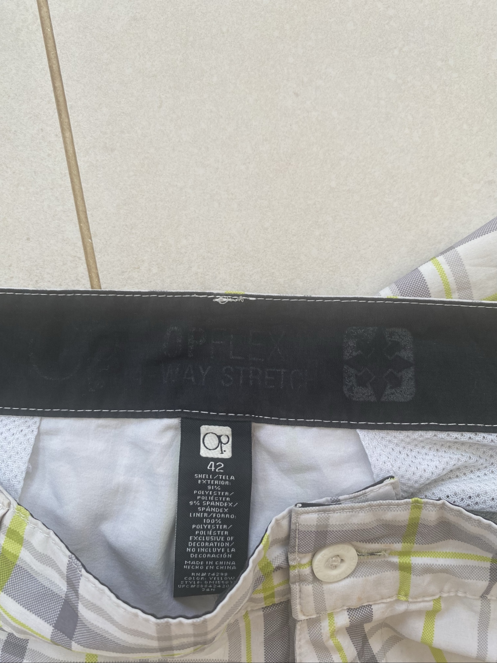 Gregory White, Green & Grey Checked Shorts Waist 36 (J1) image 6