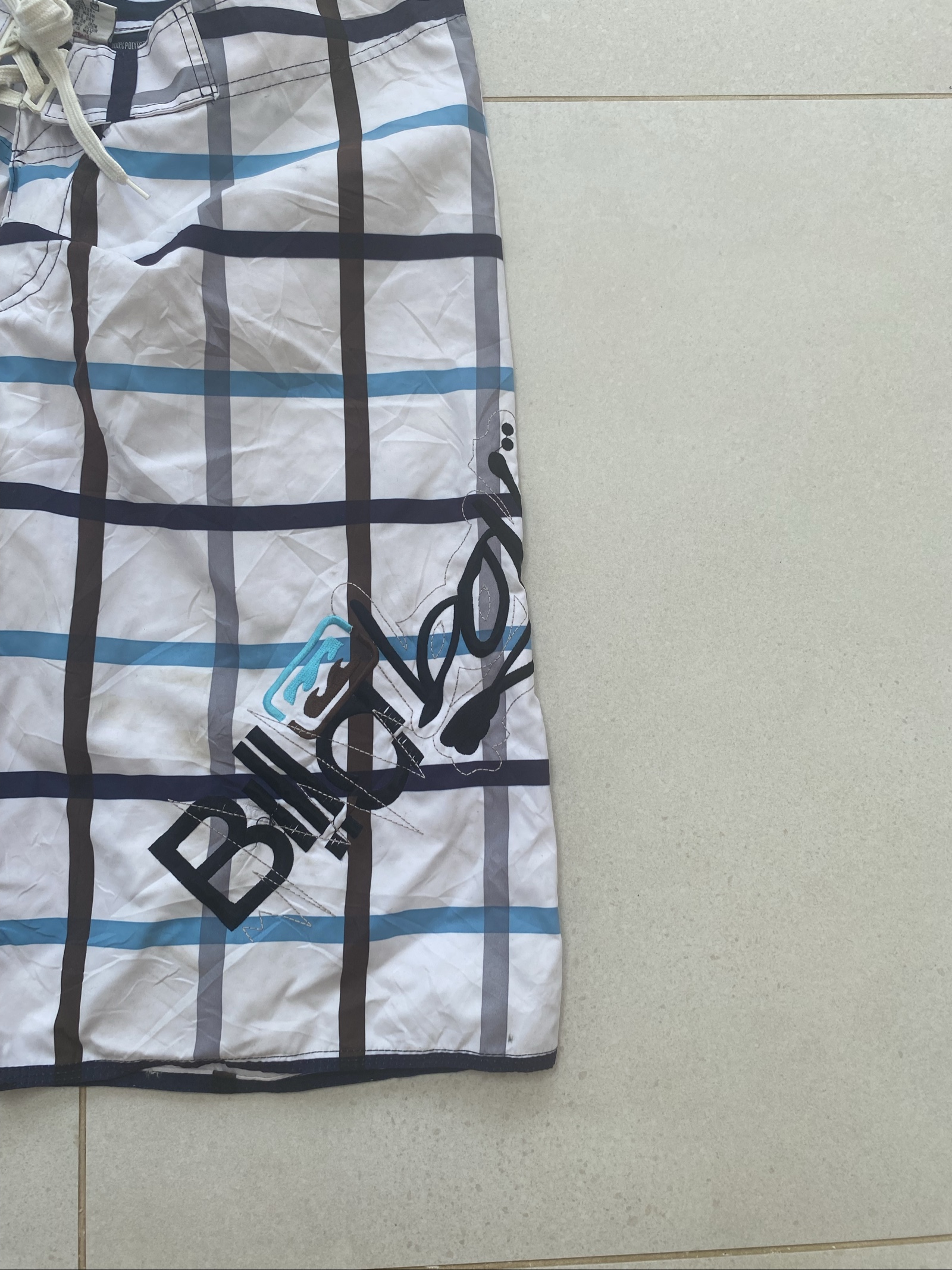 Billabong White Blue & Grey Checked Board Shorts 34Waist (J1) image 3