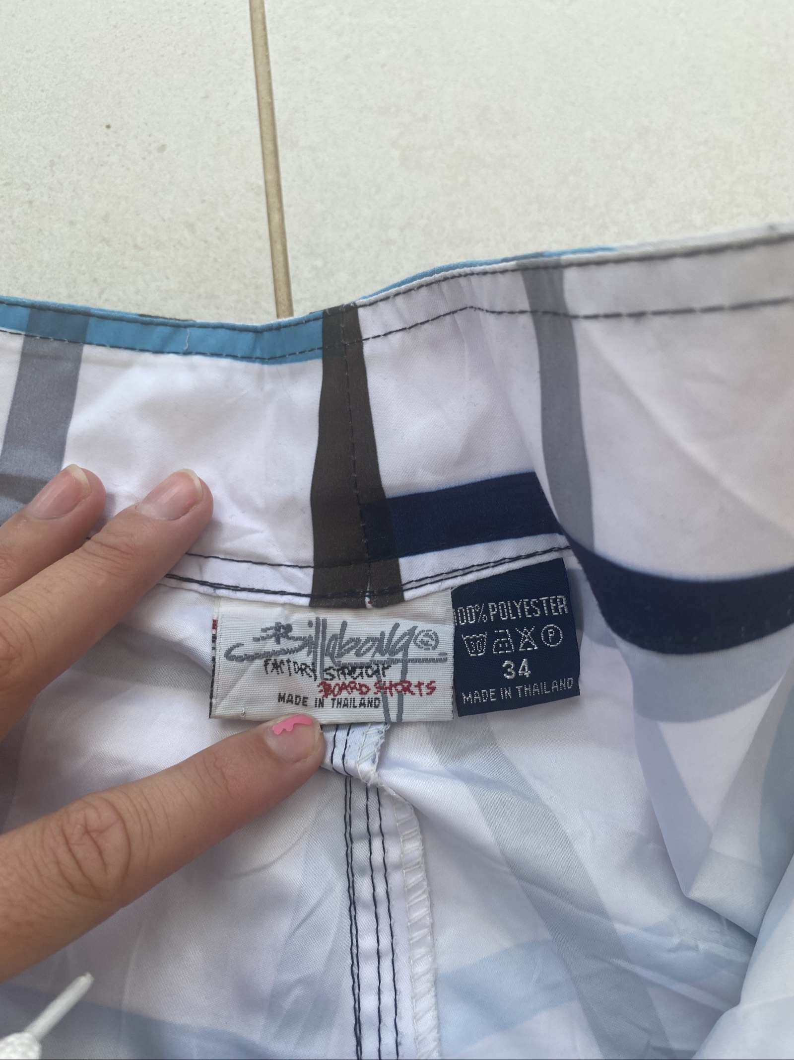 Billabong White Blue & Grey Checked Board Shorts 34Waist (J1) image 6