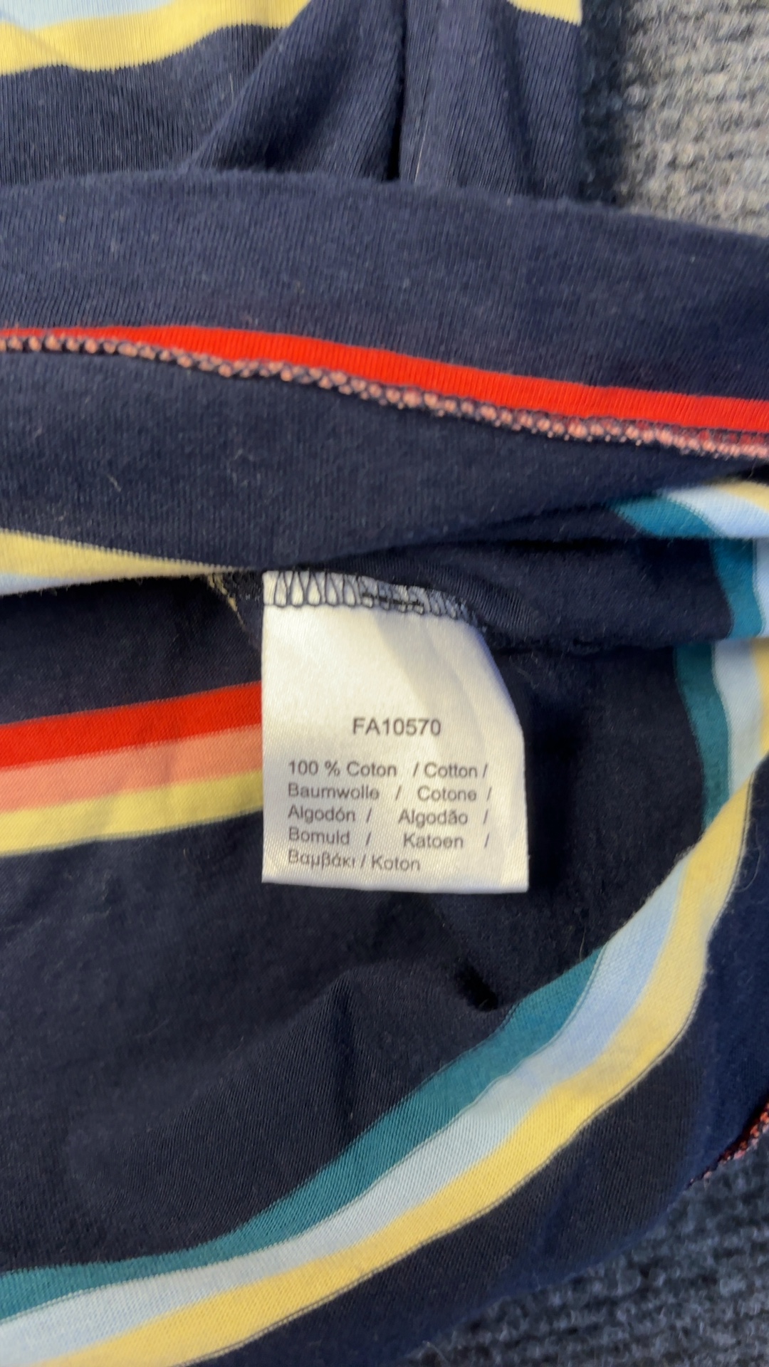 Lacoste Navy Multi Stripe Polo Shirt Large Cotton Made in Peru image 3