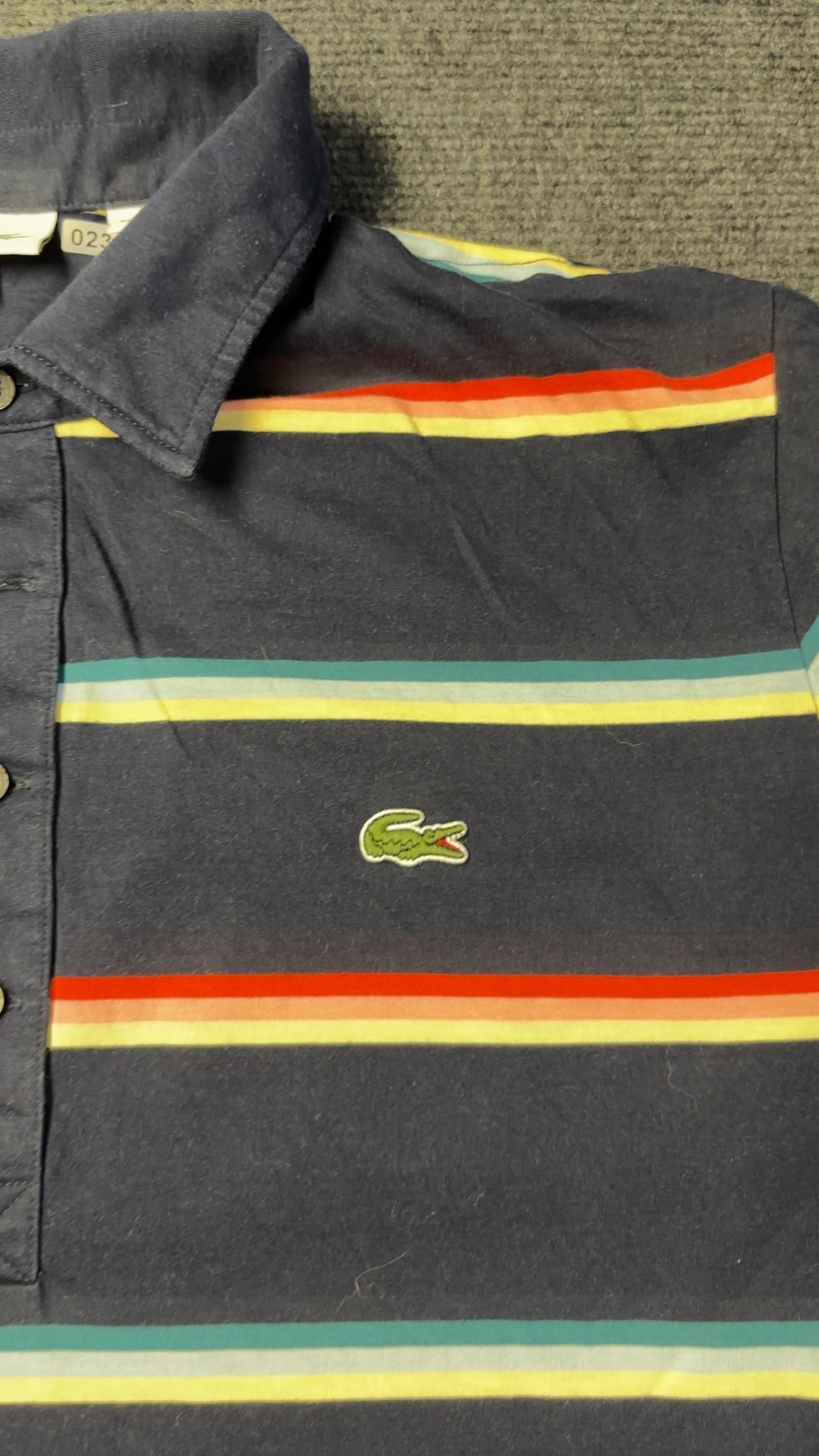 Lacoste Navy Multi Stripe Polo Shirt Large Cotton Made in Peru image 4