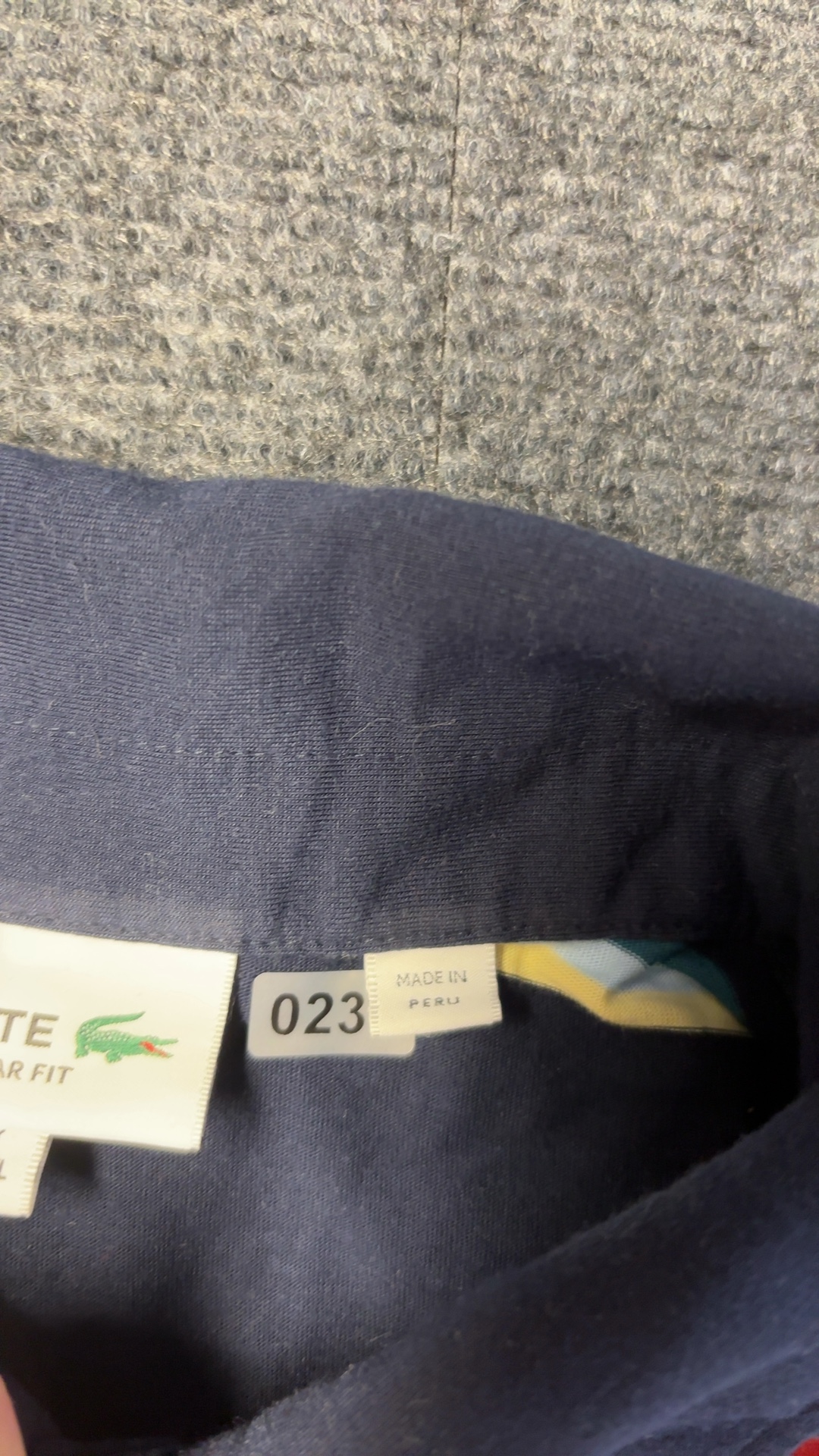 Lacoste Navy Multi Stripe Polo Shirt Large Cotton Made in Peru image 5