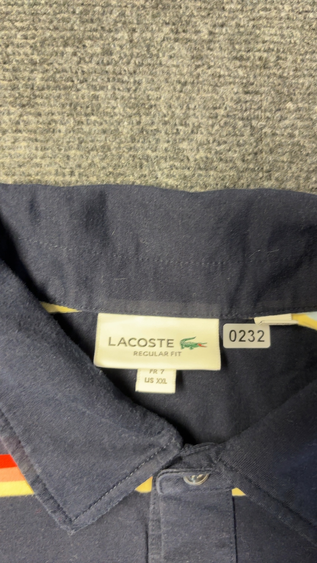 Lacoste Navy Multi Stripe Polo Shirt Large Cotton Made in Peru image 6