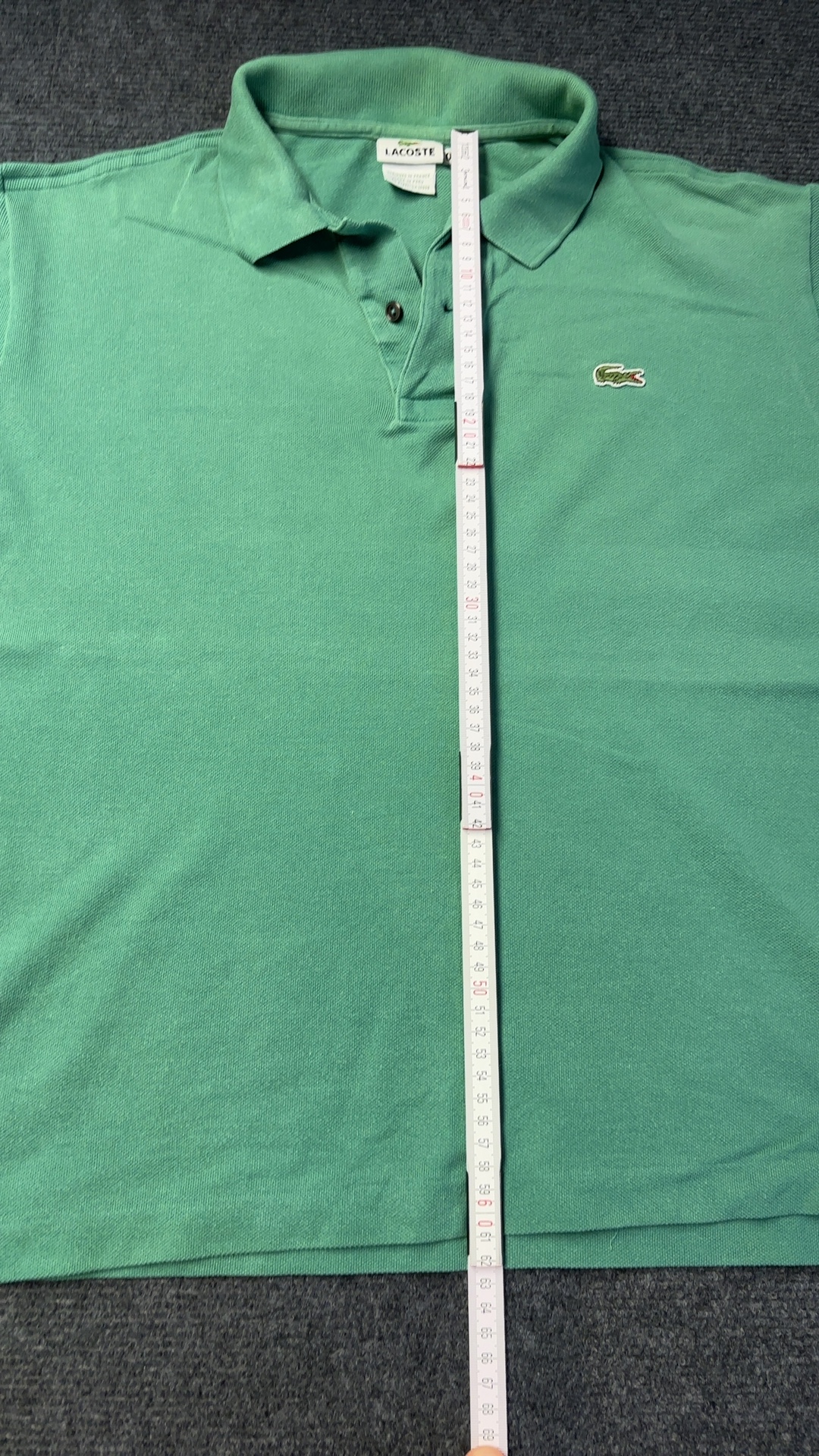 Lacoste Green Cotton Polo Shirt Large with Small Hole image 4