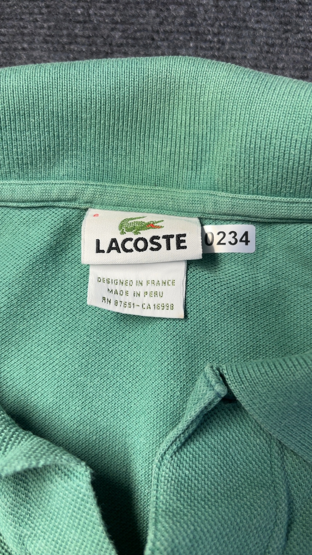 Lacoste Green Cotton Polo Shirt Large with Small Hole image 7