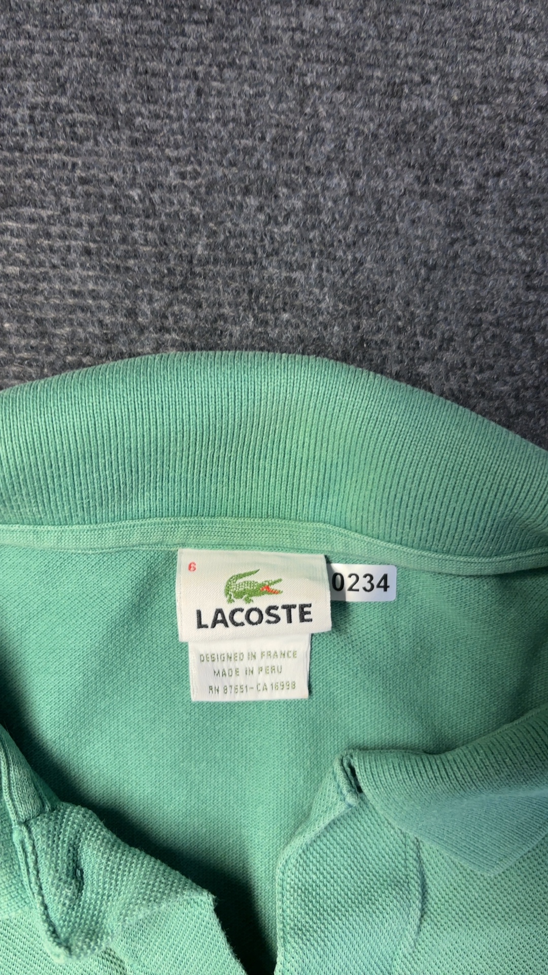 Lacoste Green Cotton Polo Shirt Large with Small Hole image 8