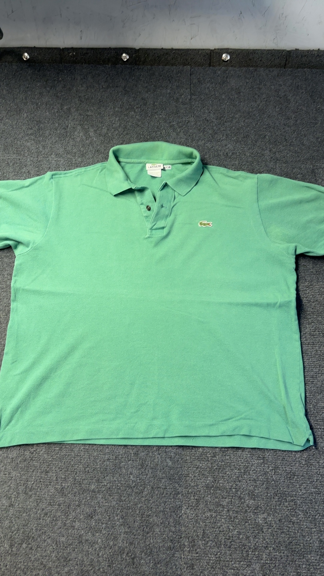 Lacoste Green Cotton Polo Shirt Large with Small Hole image 9