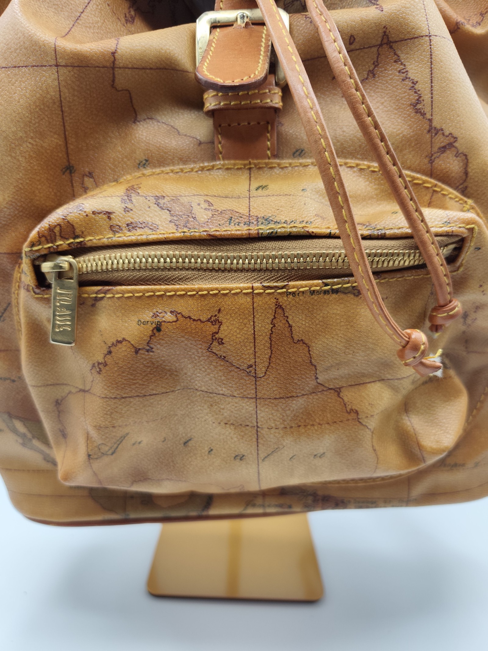 Alviero Martini Tan Printed Map Leather Backpack image 2