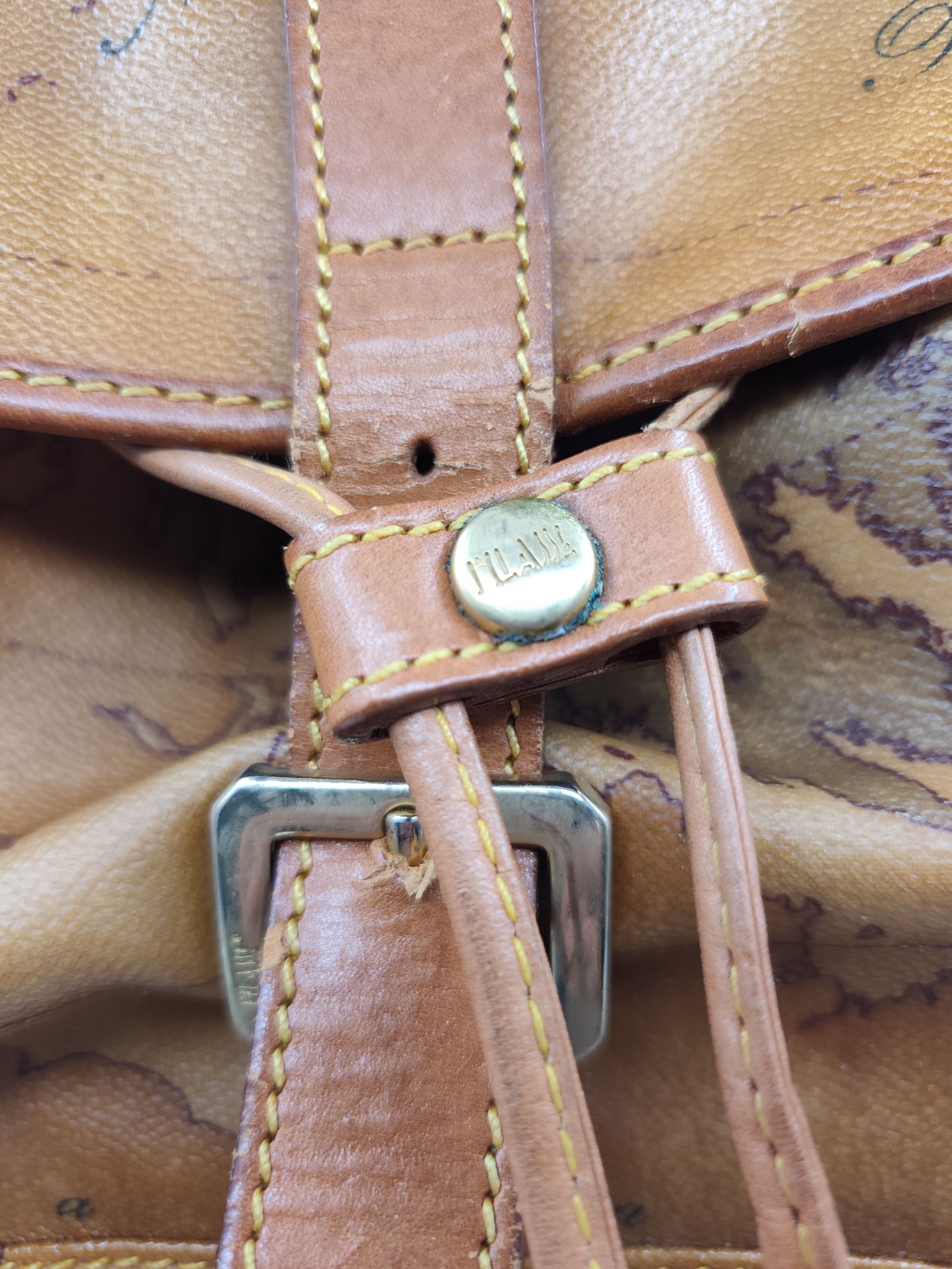 Alviero Martini Tan Printed Map Leather Backpack image 4