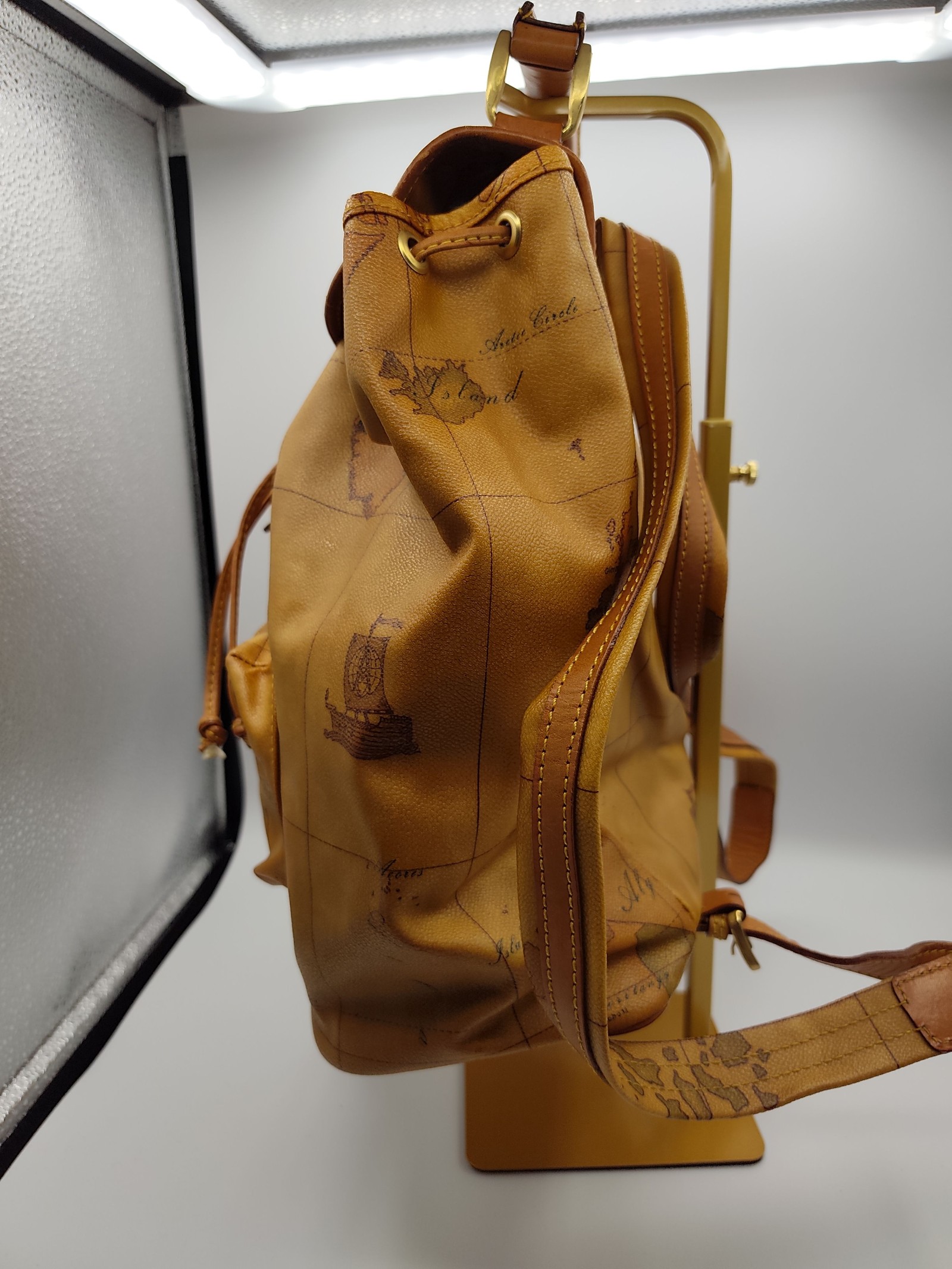 Alviero Martini Tan Printed Map Leather Backpack image 6