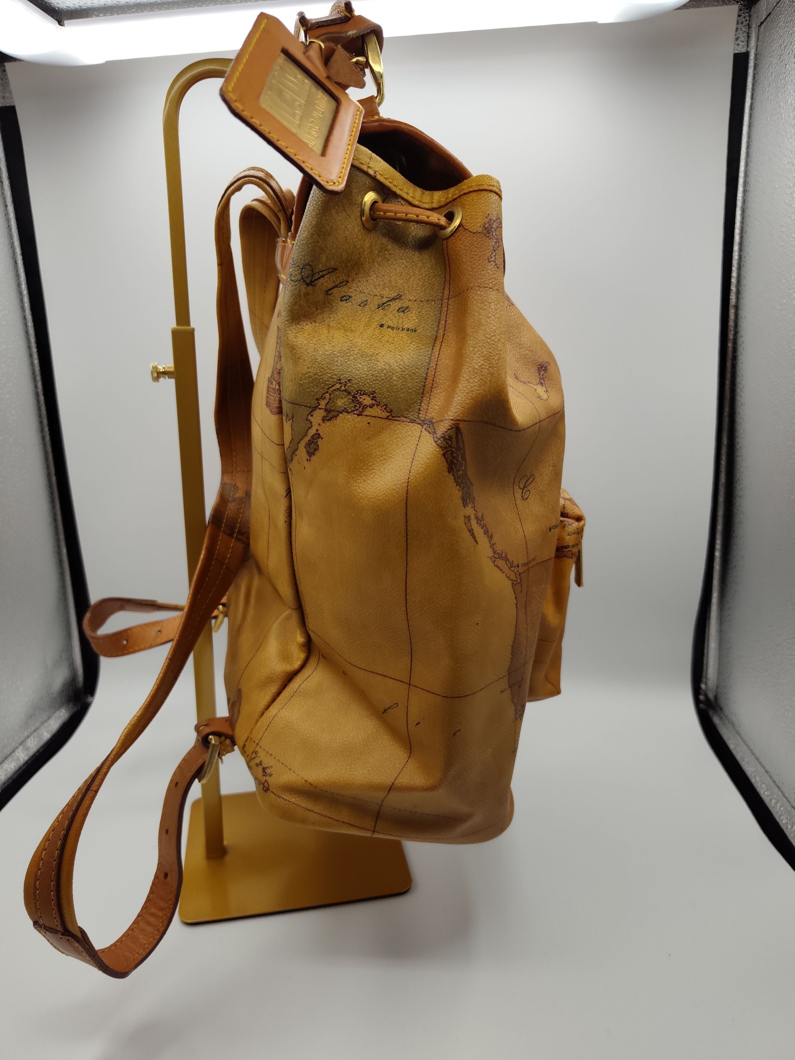 Alviero Martini Tan Printed Map Leather Backpack image 7