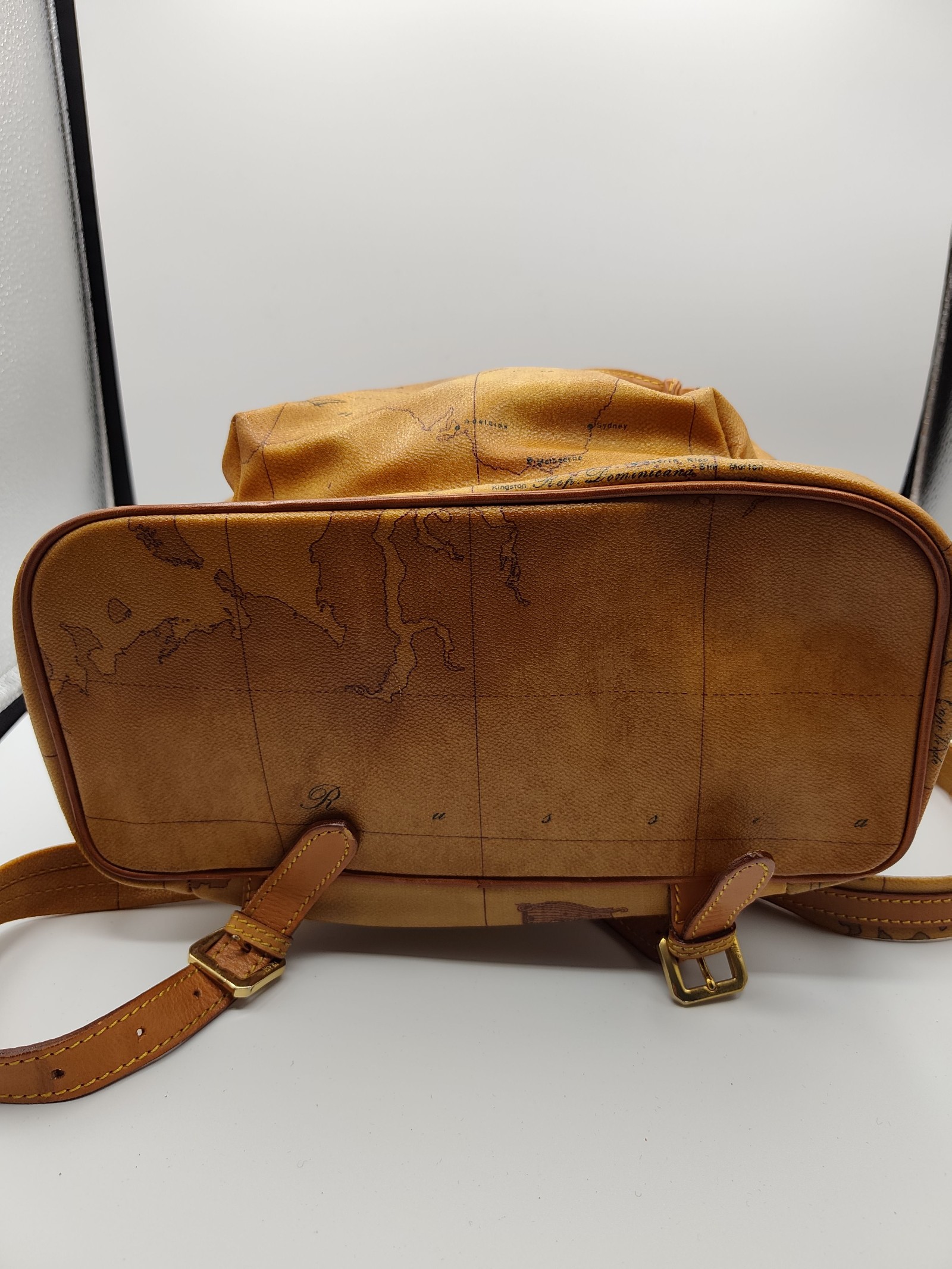 Alviero Martini Tan Printed Map Leather Backpack image 10
