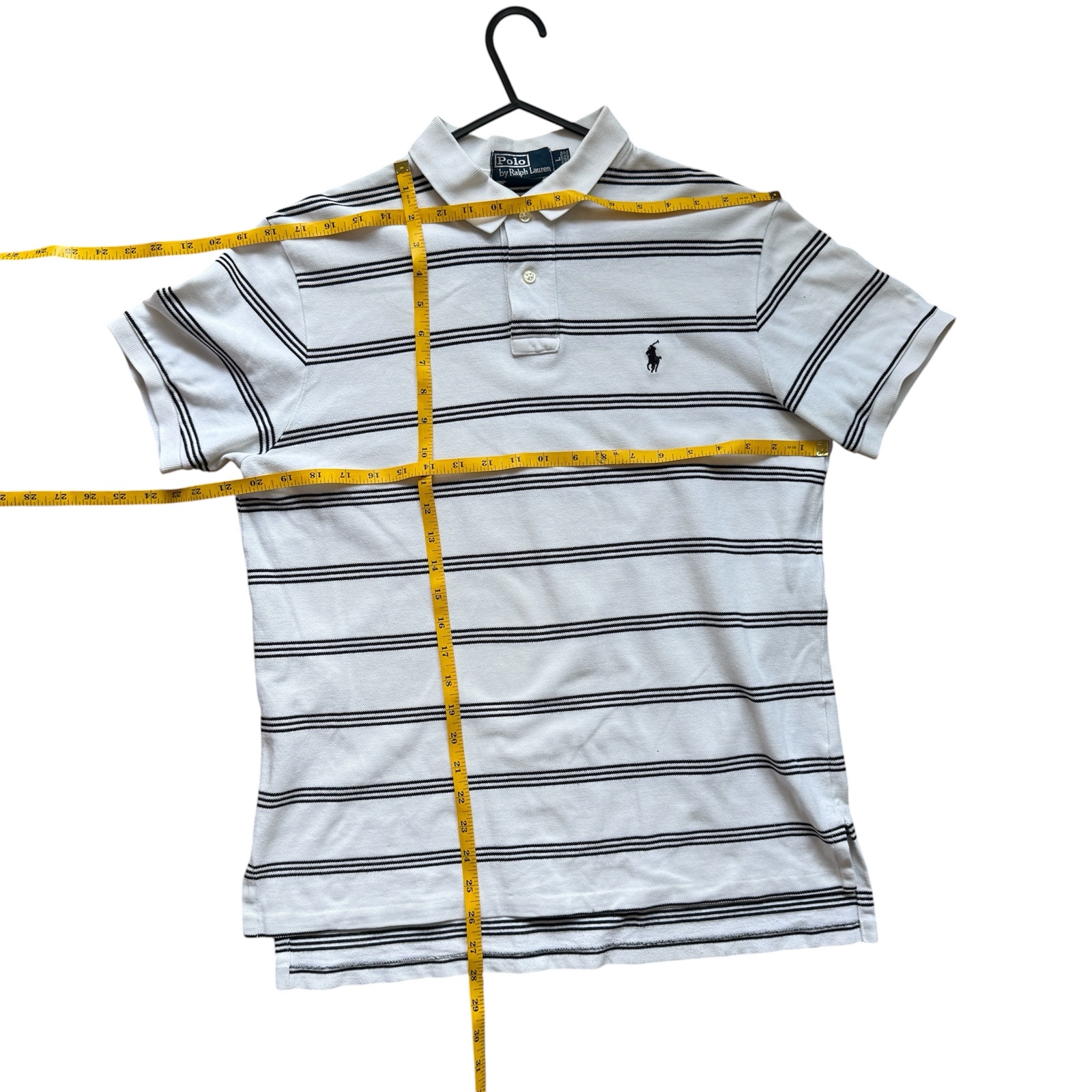 Polo Ralph Lauren Polo Shirt Mens L White Striped Short Sleeve image 2