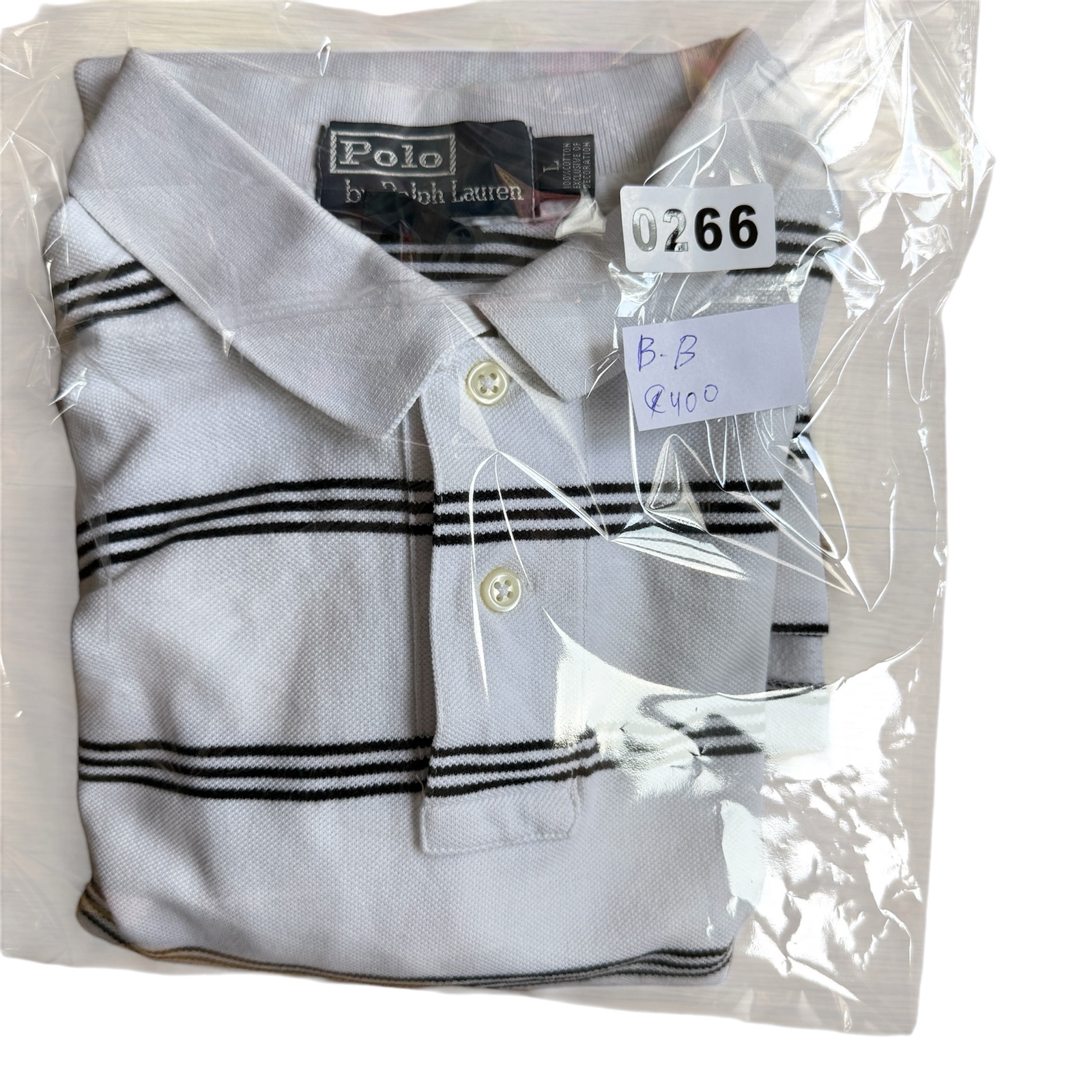 Polo Ralph Lauren Polo Shirt Mens L White Striped Short Sleeve image 3