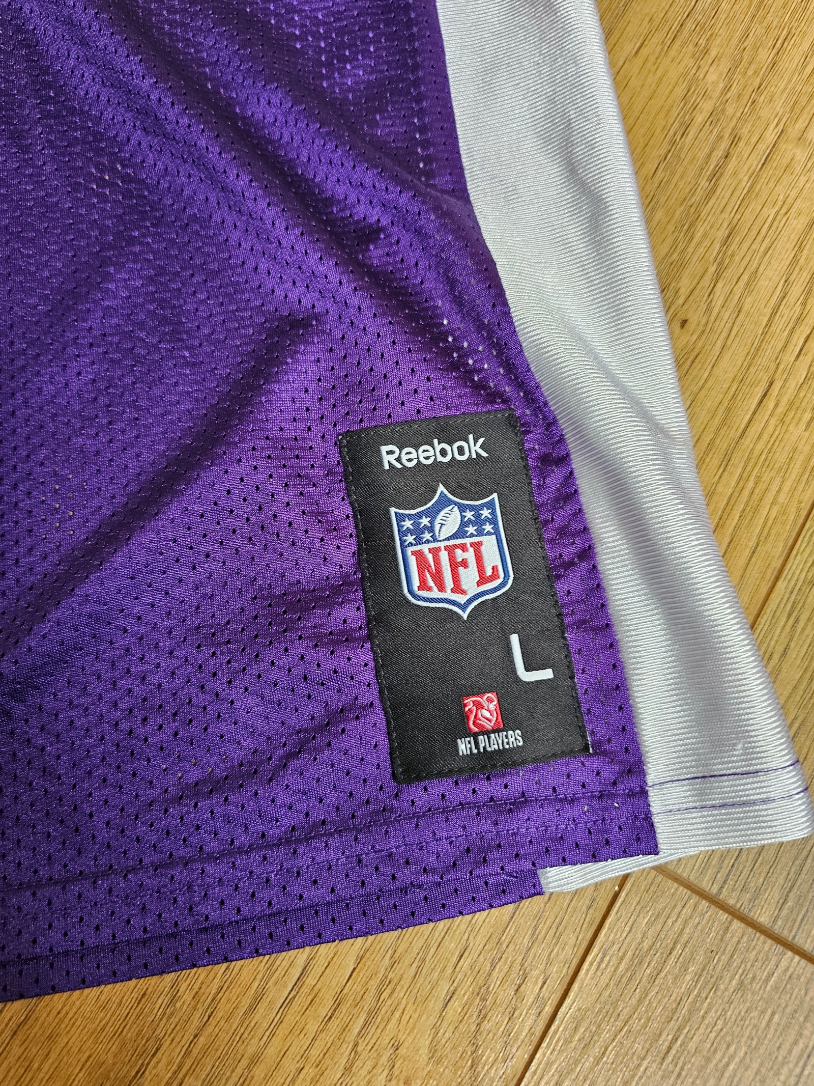 Reebok Brett Favre 4 Purple & White Minnesota Vikings Jersey Large NFL image 2