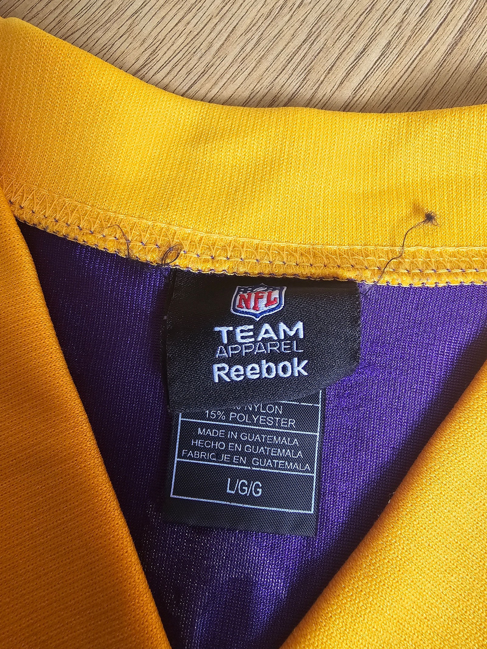 Reebok Brett Favre 4 Purple & White Minnesota Vikings Jersey Large NFL image 4