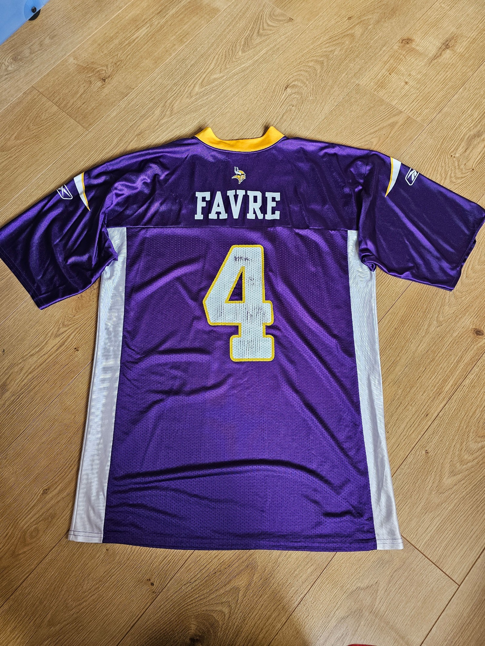 Reebok Brett Favre 4 Purple & White Minnesota Vikings Jersey Large NFL image 7