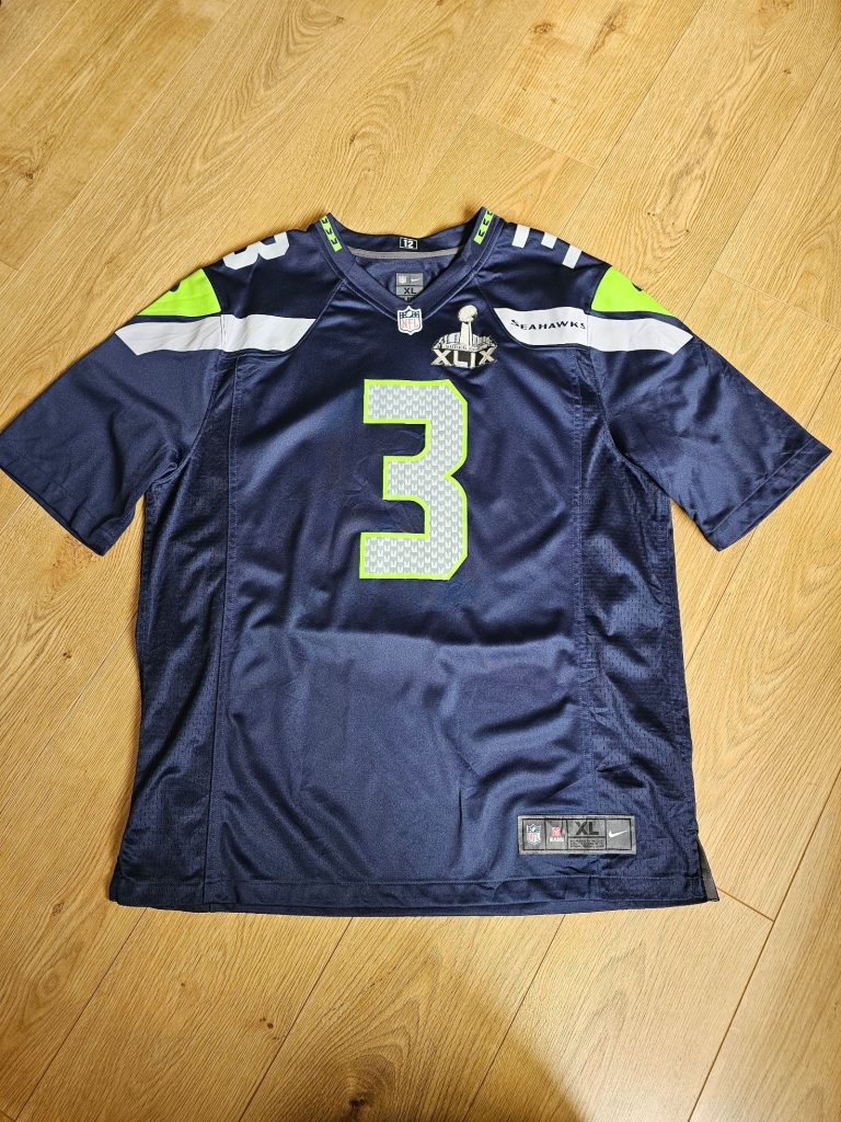 Nike Russell Wilson Navy, White & Green Seahawks NFL Jersey XL Super Bowl XLIX