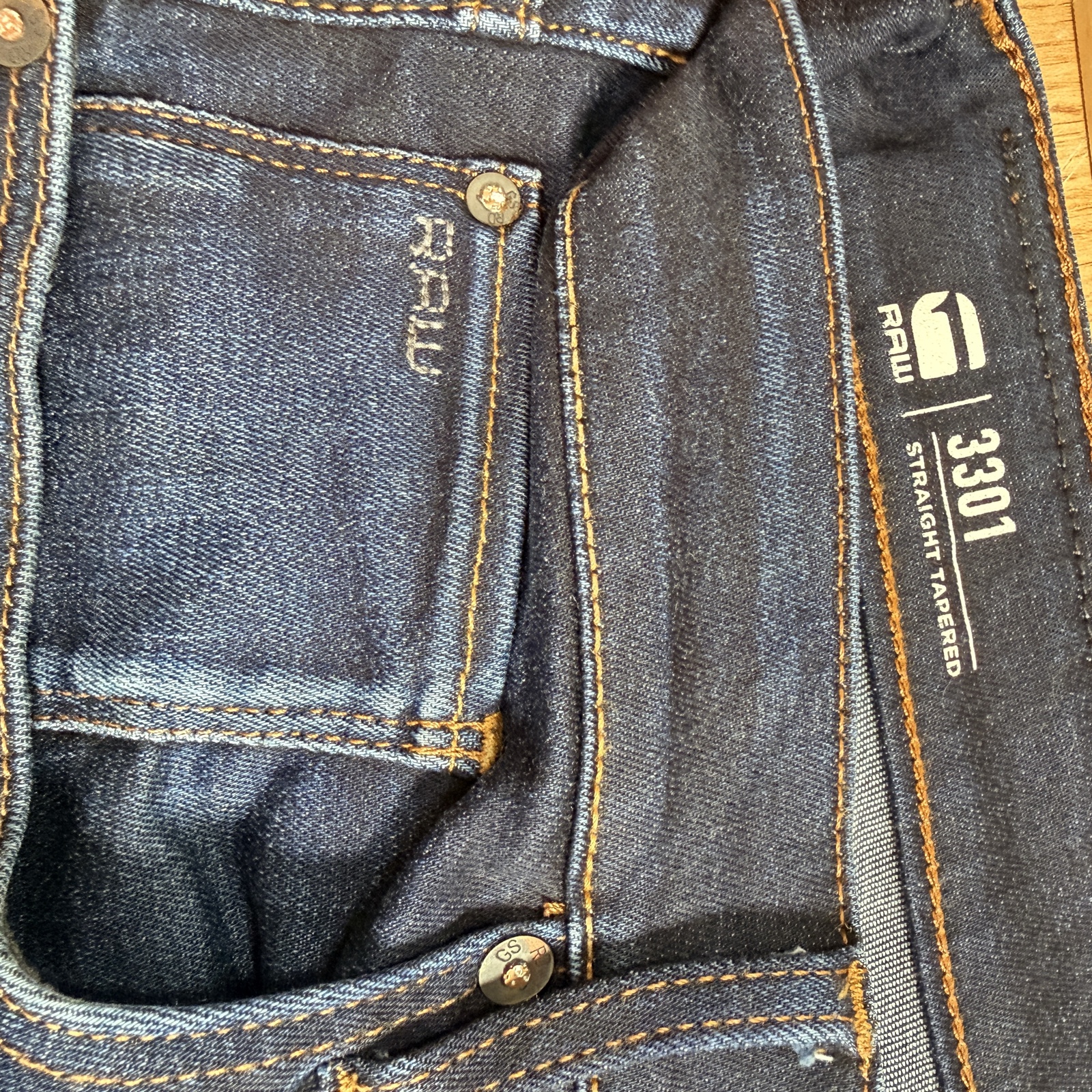 G-Star Raw Blue 3301 Straight Tapered Jeans 32 image 4