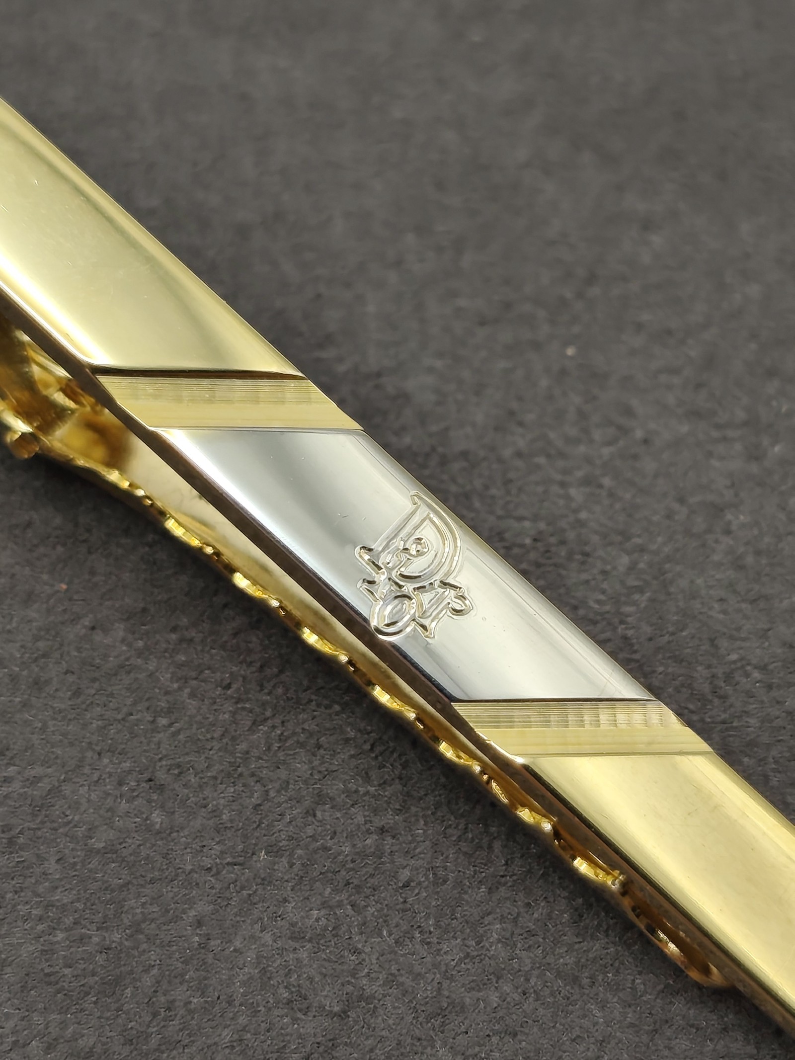 Christian Dior Gold & Silver Tie Clip with Box image 4