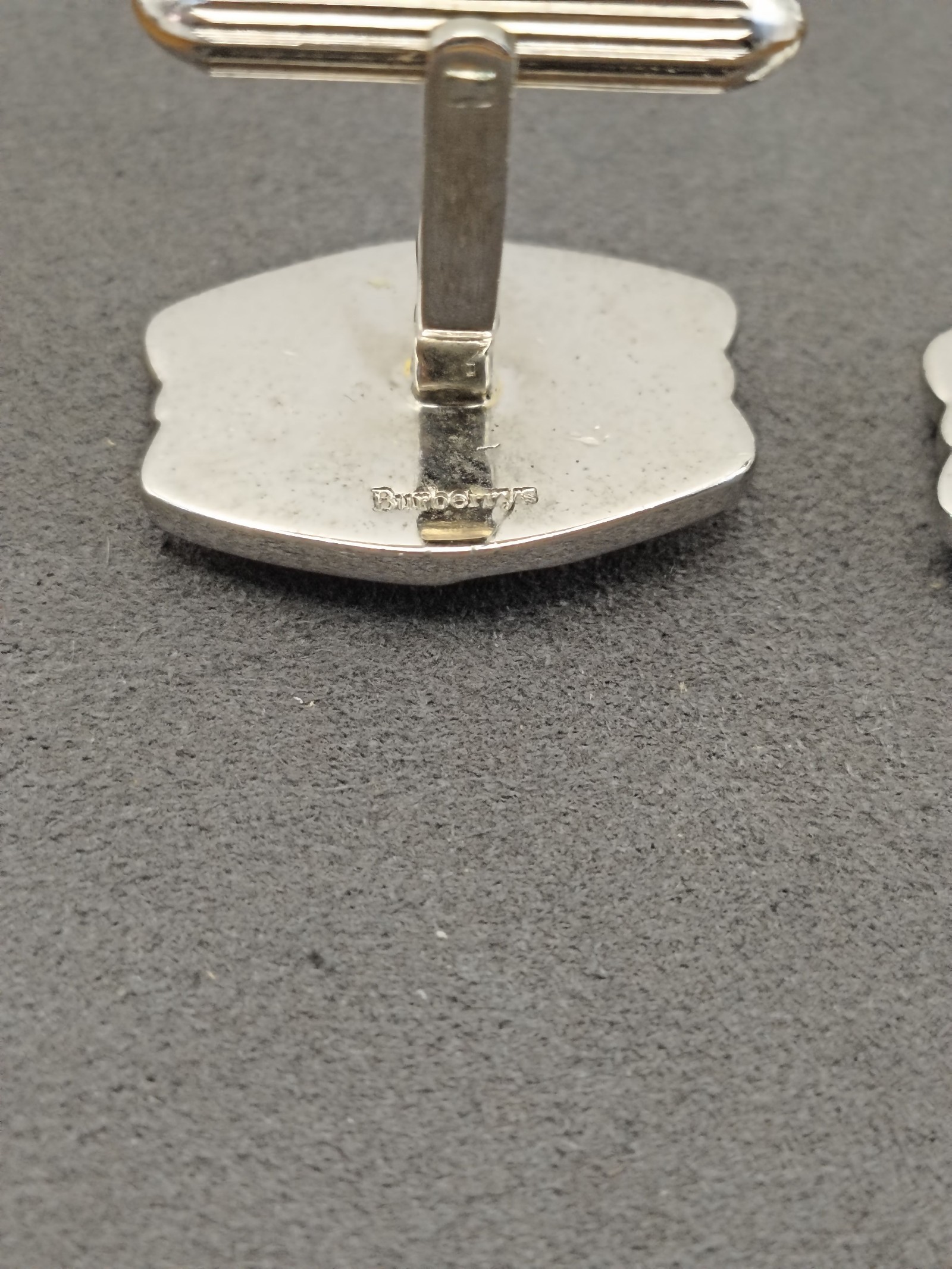 Burberrys Silver & Gold Logo Cufflinks in Velvet Box image 9