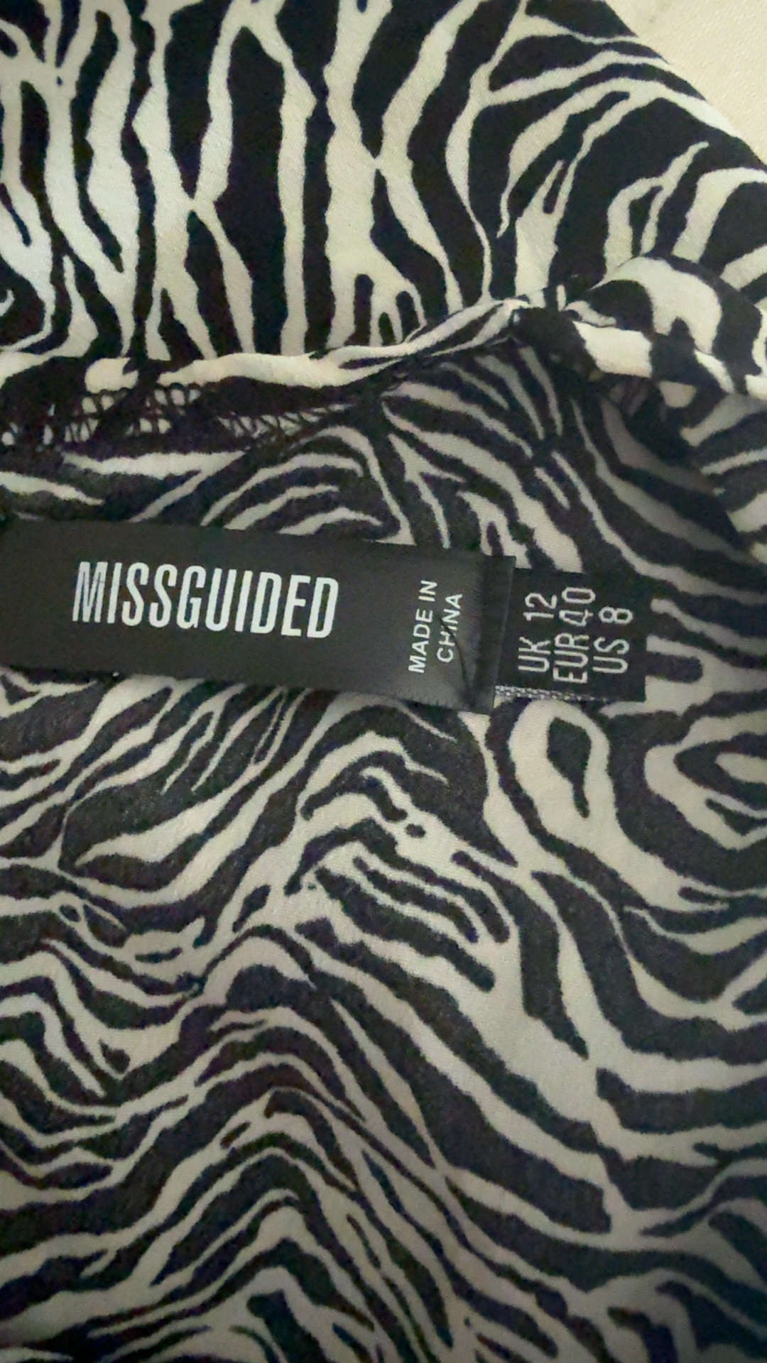 Missguided Black & White Zebra Print Long Sleeve Dress UK 12 Stylish Casual image 3