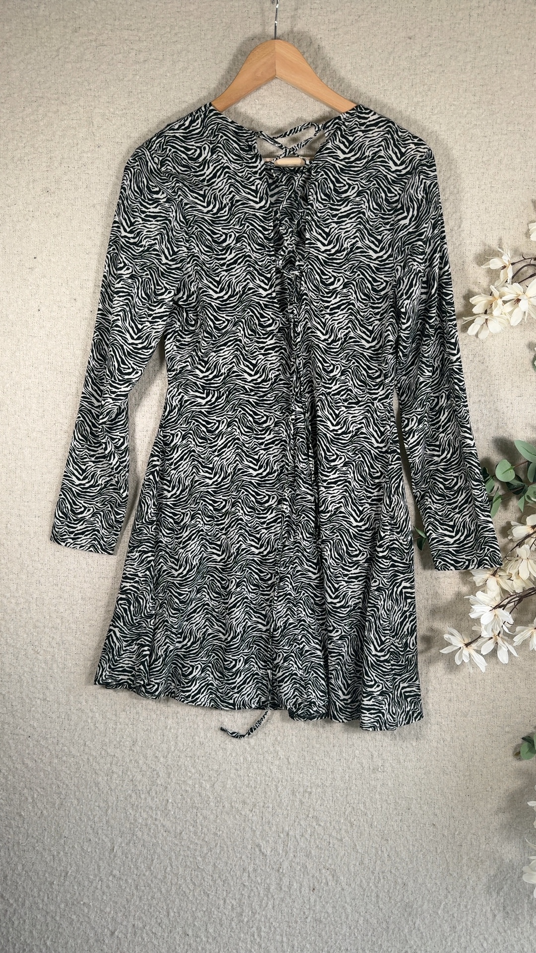 Missguided Black & White Zebra Print Long Sleeve Dress UK 12 Stylish Casual image 4