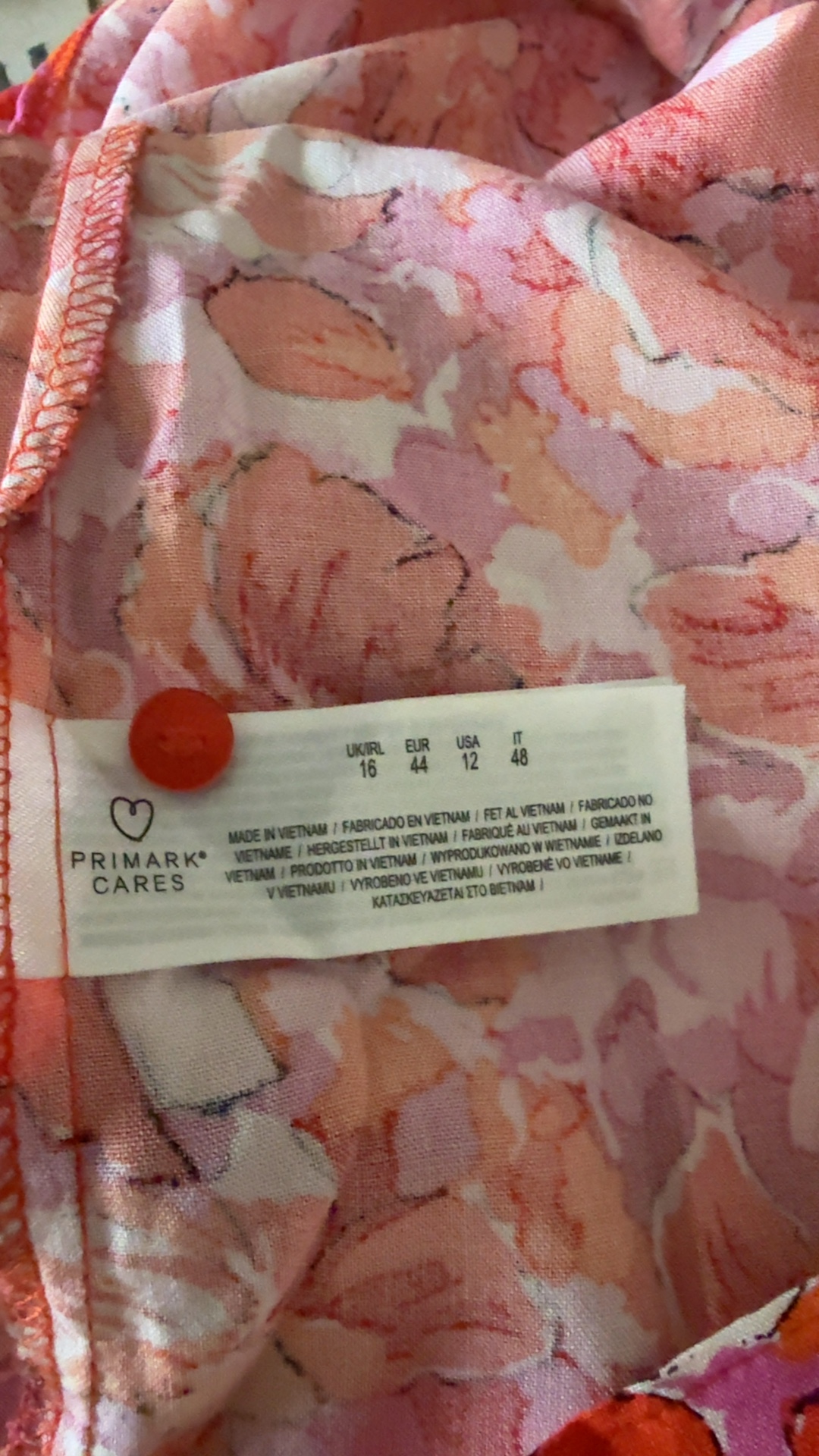 Primark Red & Pink Floral Button Front Dress UK 16 Lightweight Summer Style image 7