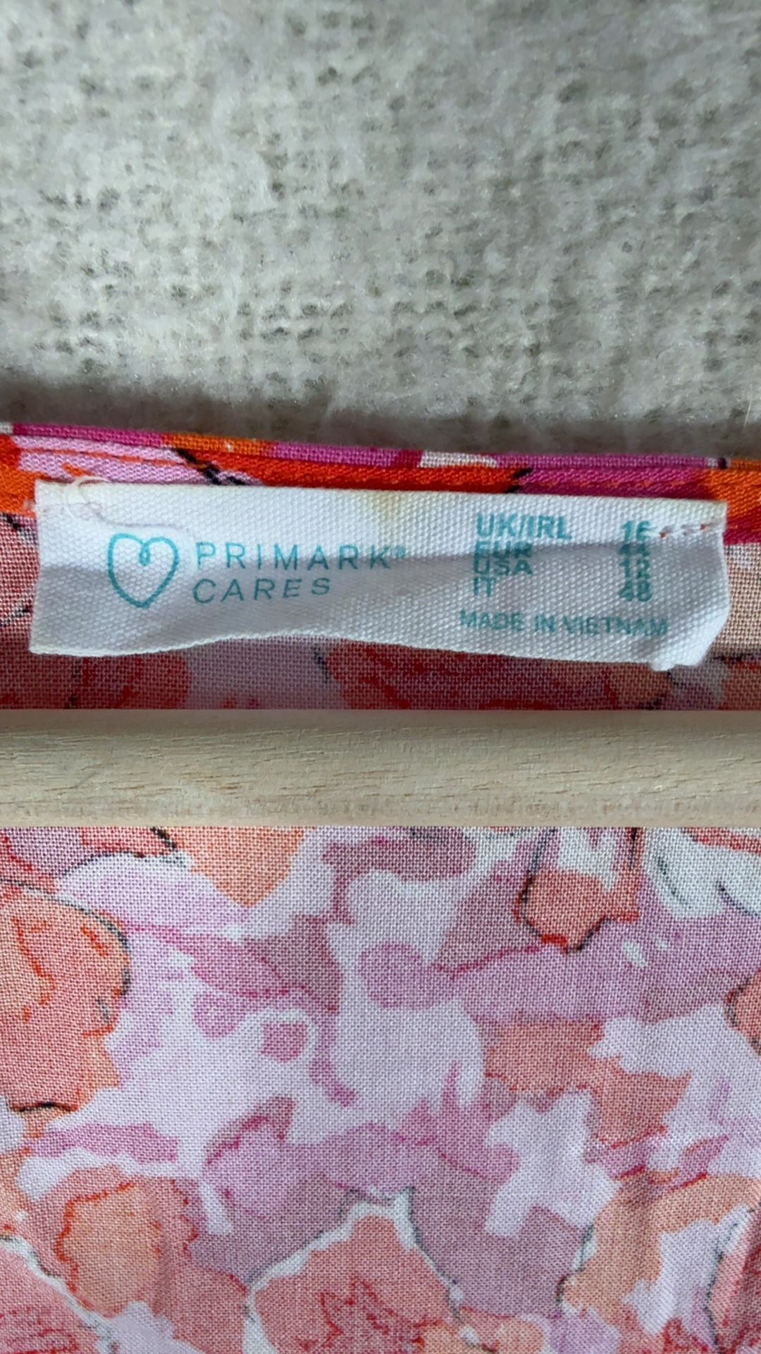 Primark Red & Pink Floral Button Front Dress UK 16 Lightweight Summer Style image 2