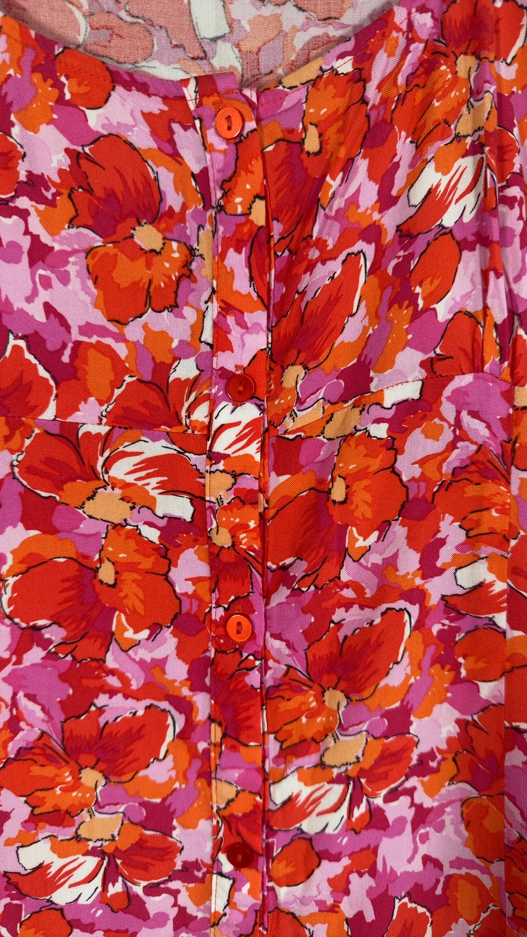 Primark Red & Pink Floral Button Front Dress UK 16 Lightweight Summer Style image 4
