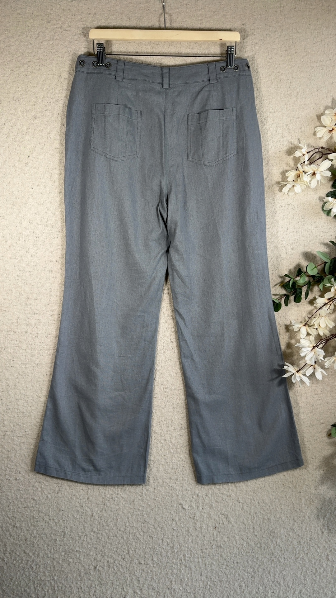 Klass Grey Linen Blend Trousers UK 16 Stylish Linen & Viscose Mix Pants image 5
