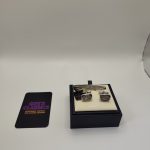Burberry Silver Tie Clip & Cufflinks Set Classic Design