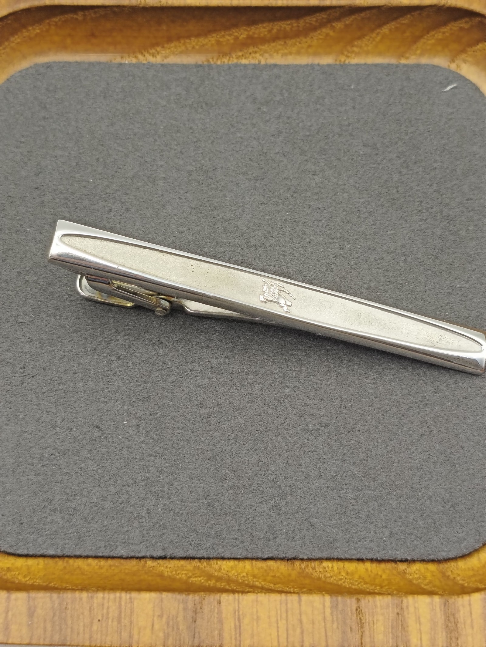 Burberry Silver Tie Clip & Cufflinks Set Classic Design image 5