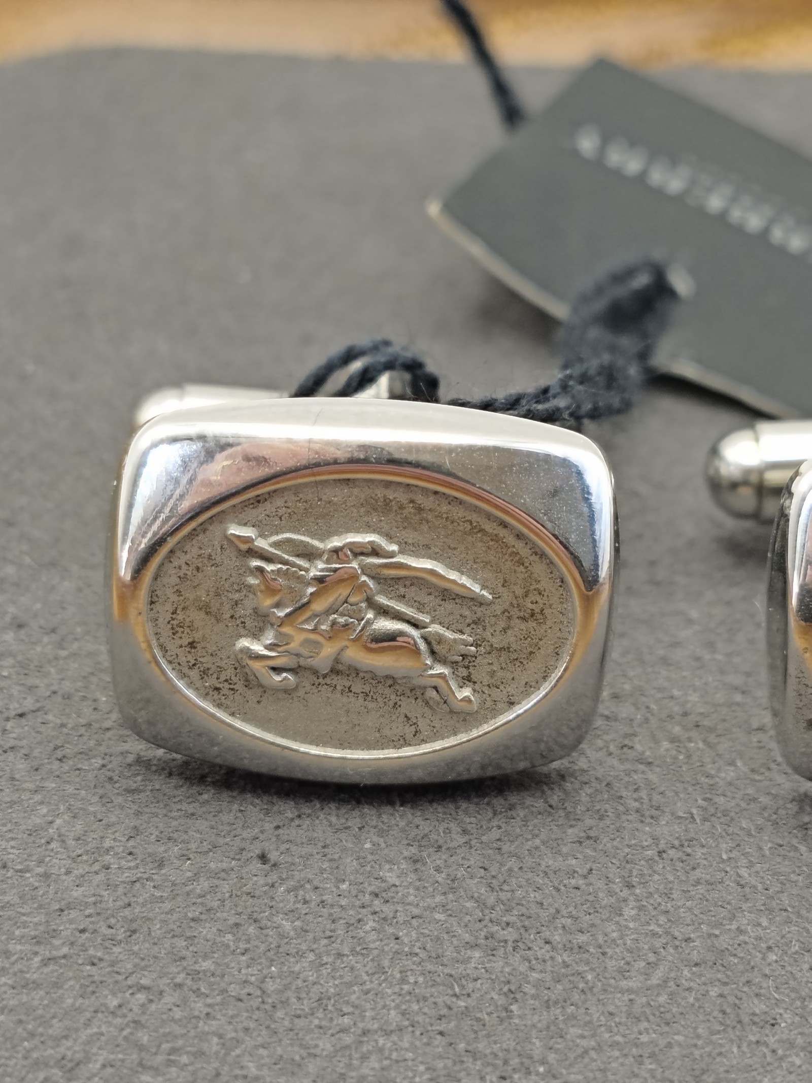 Burberry Silver Tie Clip & Cufflinks Set Classic Design image 9