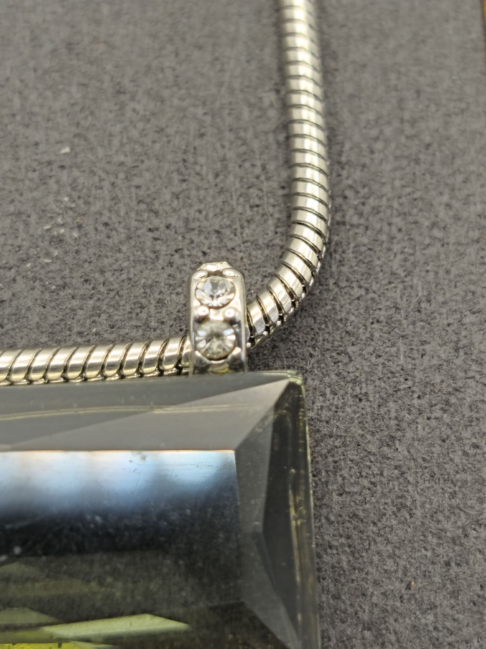 Monet Silver & Green Rectangular Crystal Pendant Necklace image 4
