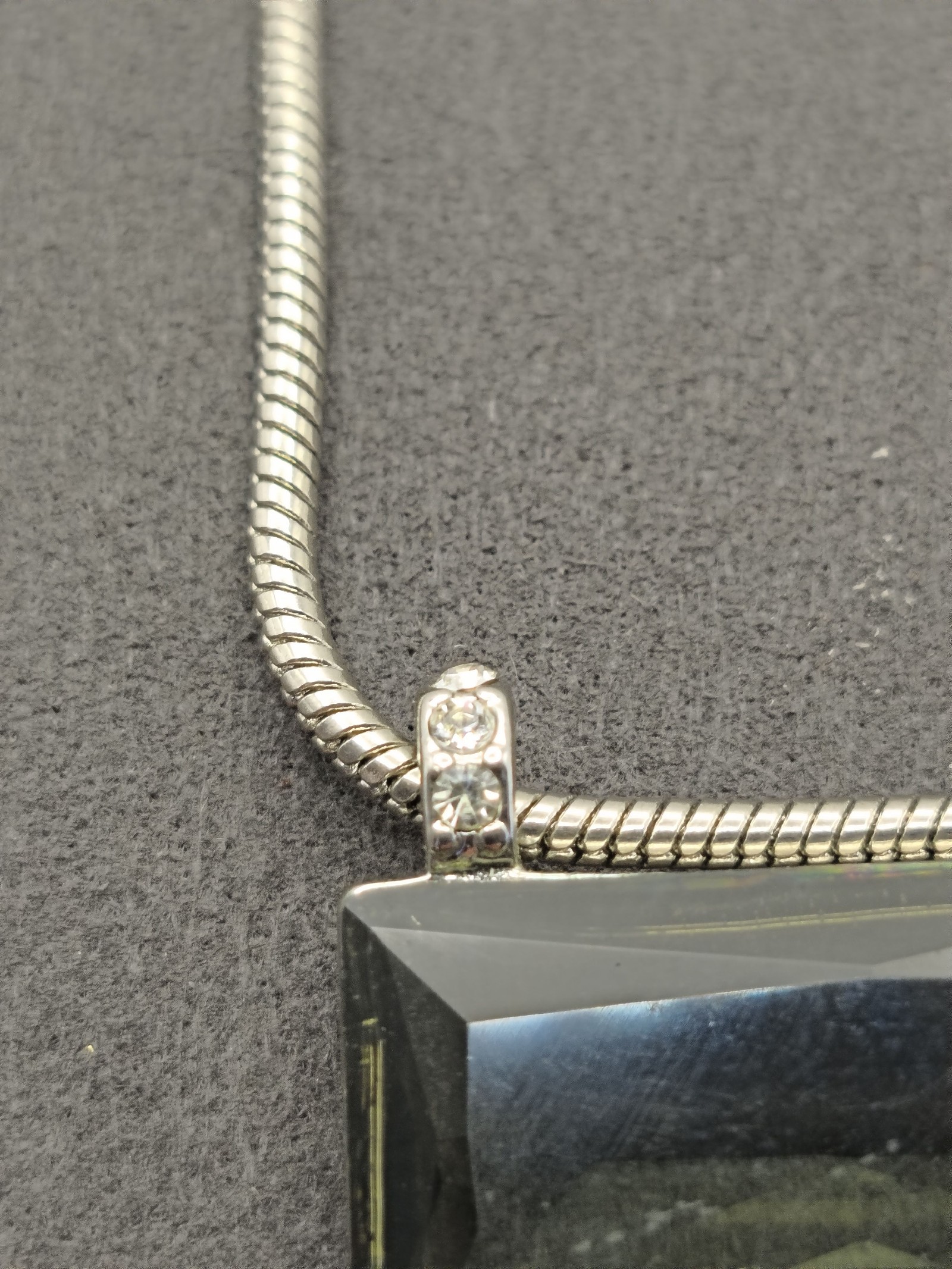 Monet Silver & Green Rectangular Crystal Pendant Necklace image 5