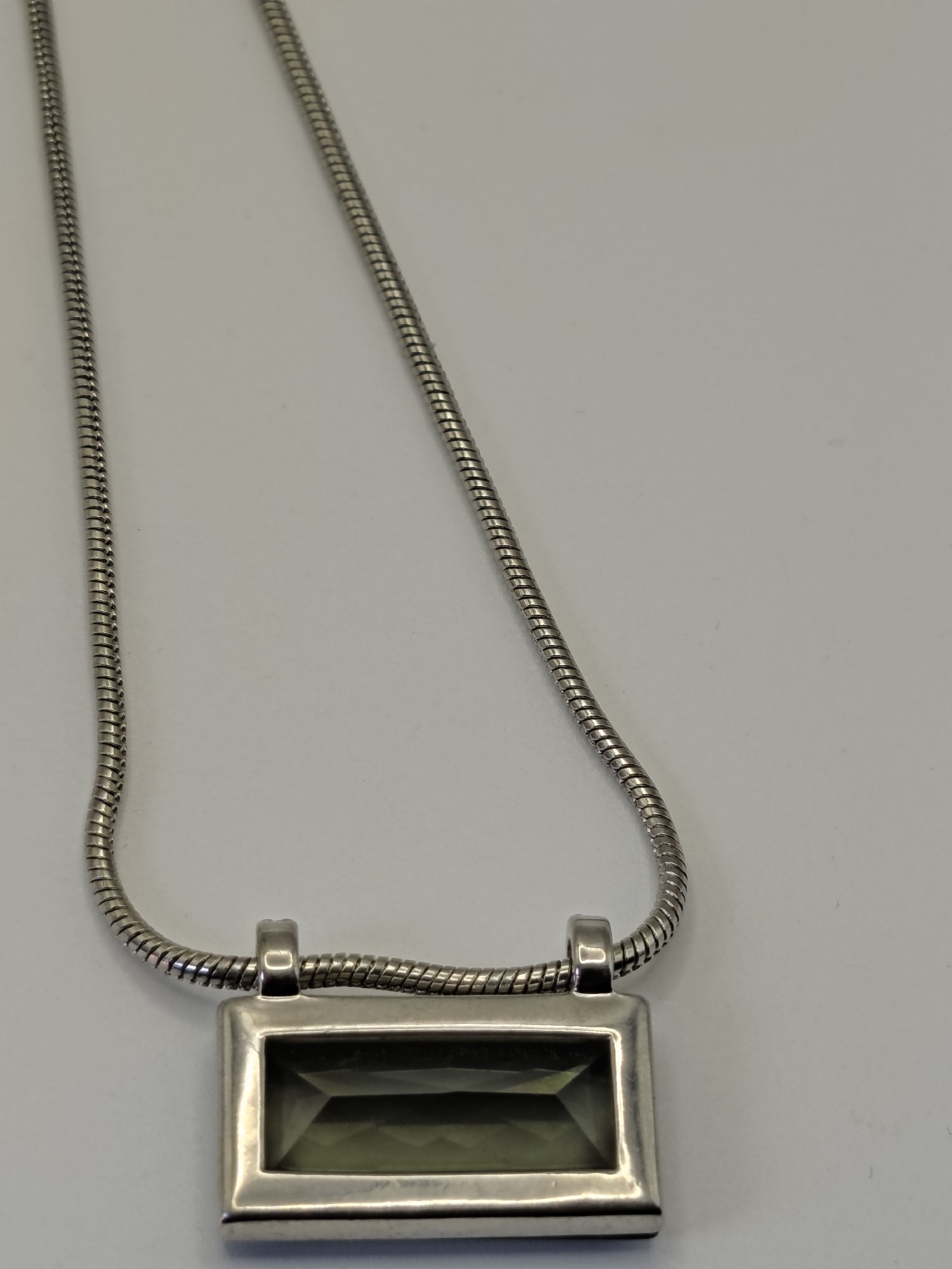 Monet Silver & Green Rectangular Crystal Pendant Necklace image 6